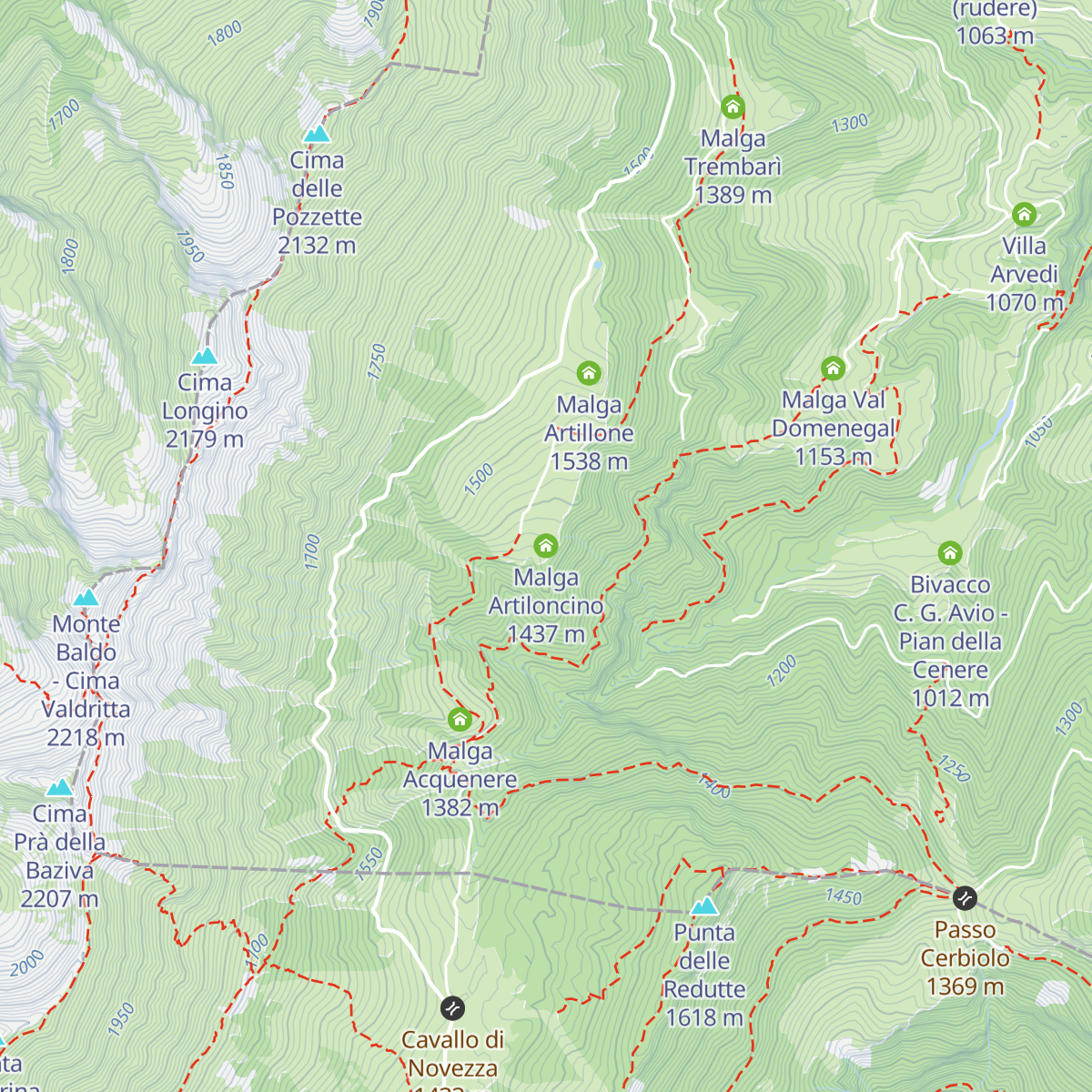 Malga Artiloncino map