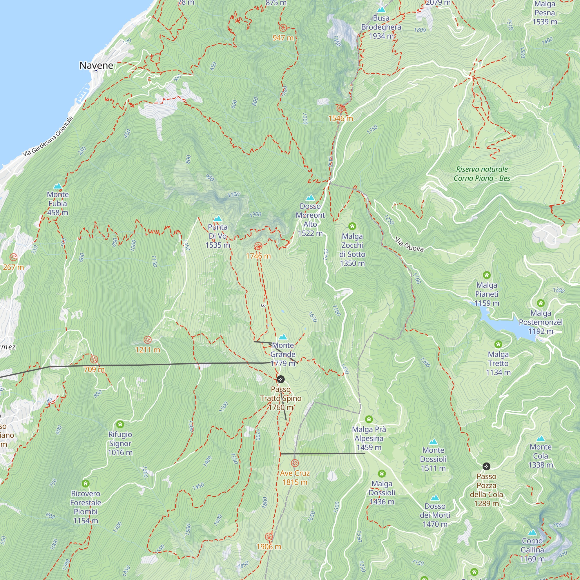 Malga Tratto Spino e Colma Zocchi di Sopra map