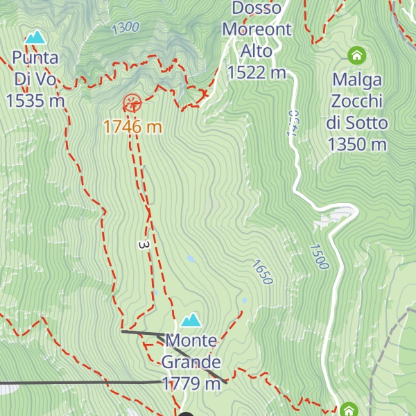 Map of Malga Tratto Spino e Colma Zocchi di Sopra