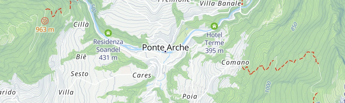 Map of the start of Fiume Sarca Tione - Limarò PP4