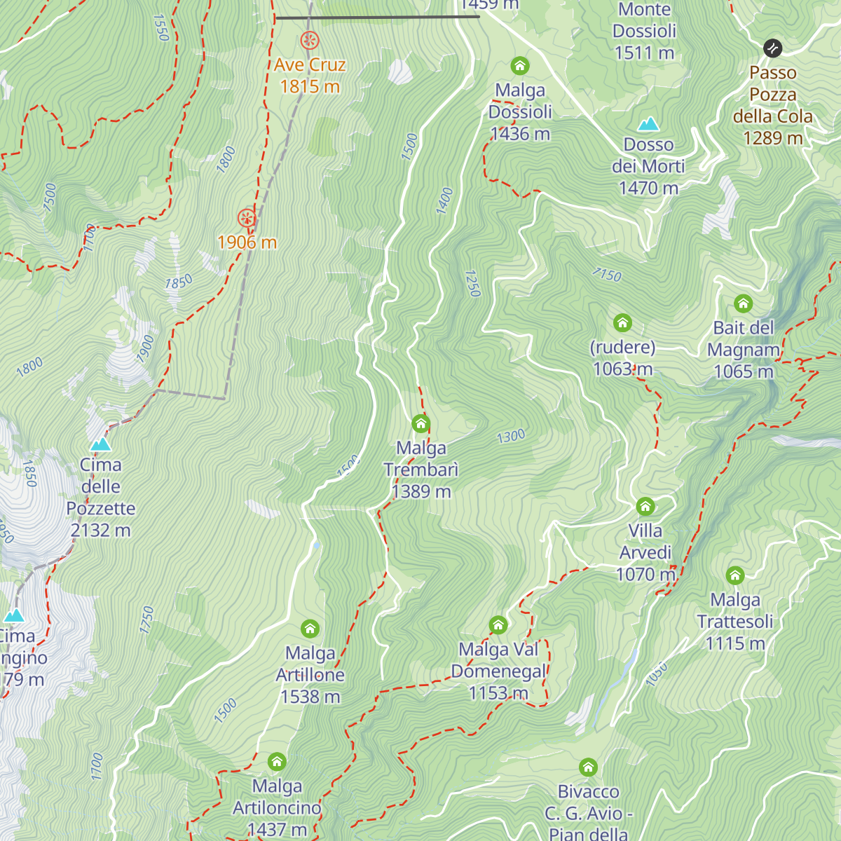 Malga Trembari map