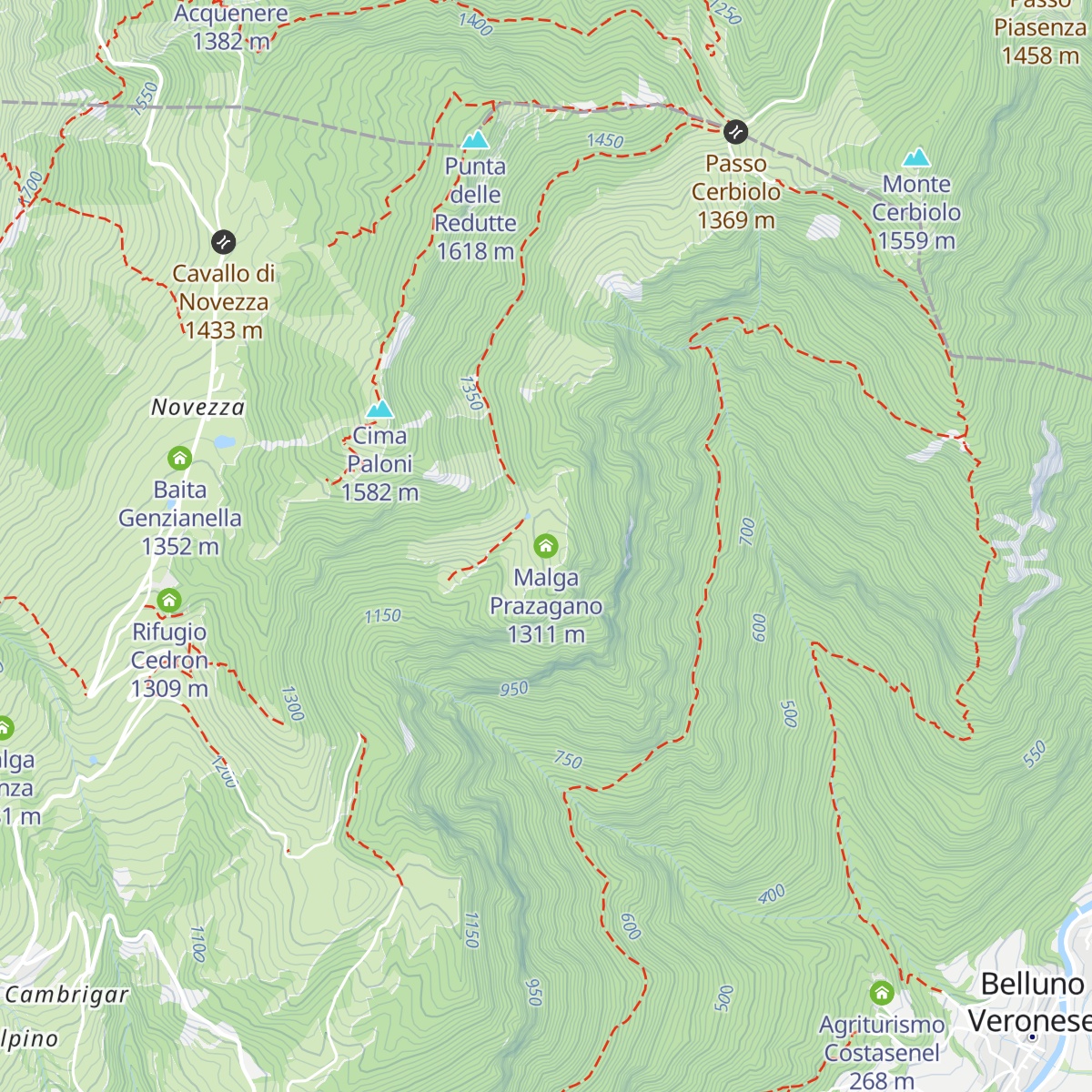 Malga Prazagano map