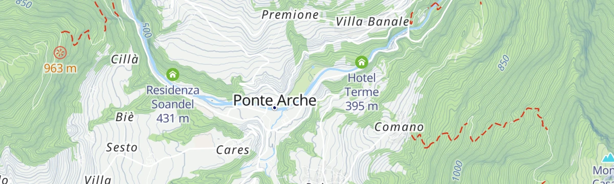 Map of the start of Fiume Sarca dal Bacino di Ponte Pià - Bocche del Limarò A2
