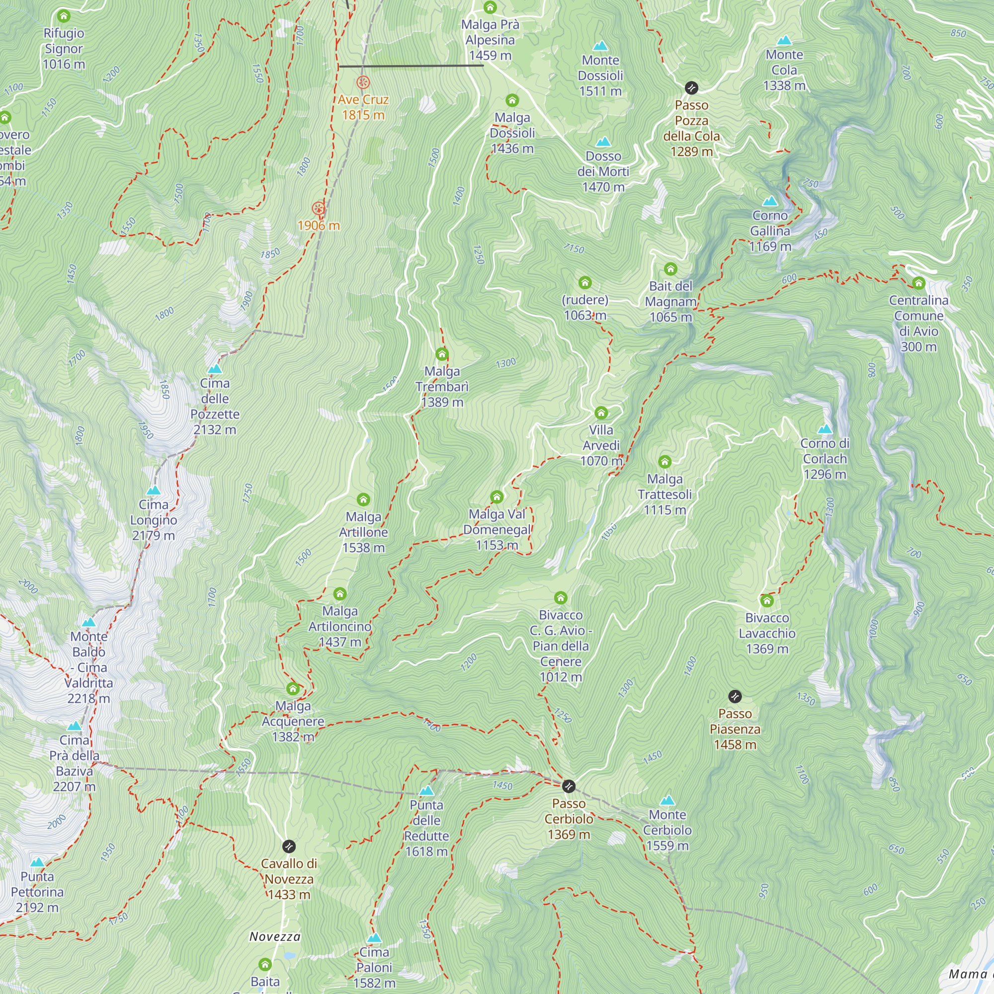 Malga Val Domenegal map
