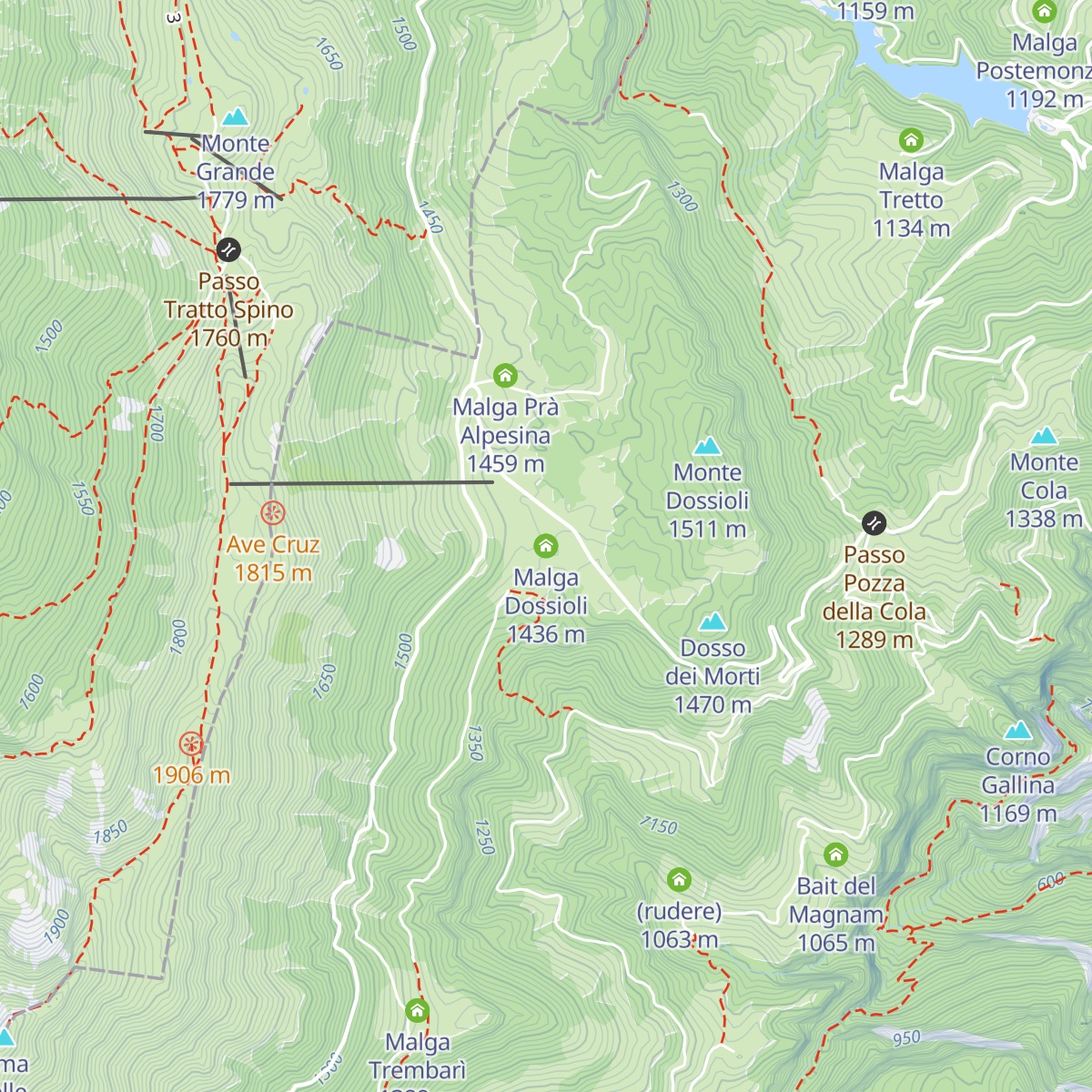 Malga Dossioli map