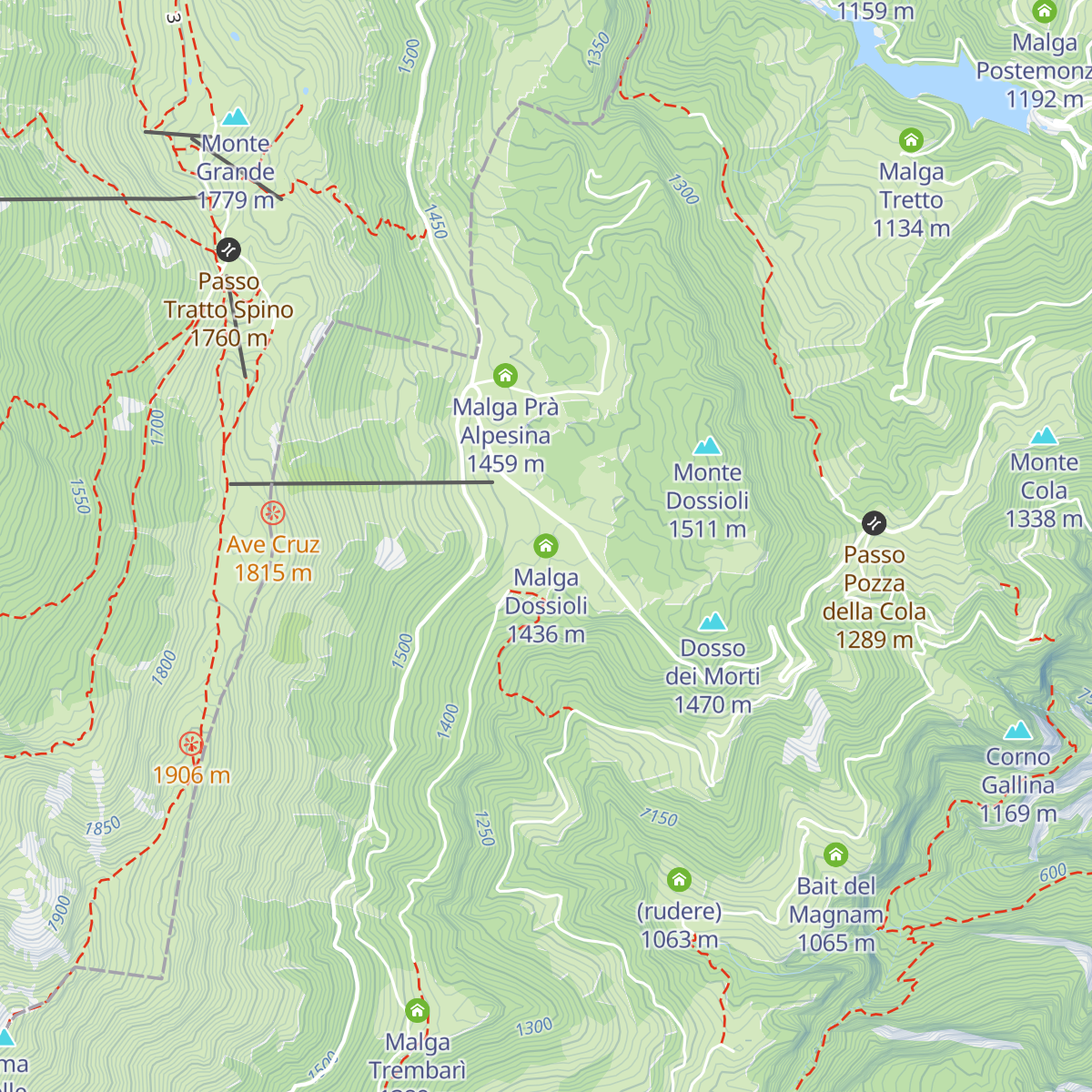 Malga Dossioli map