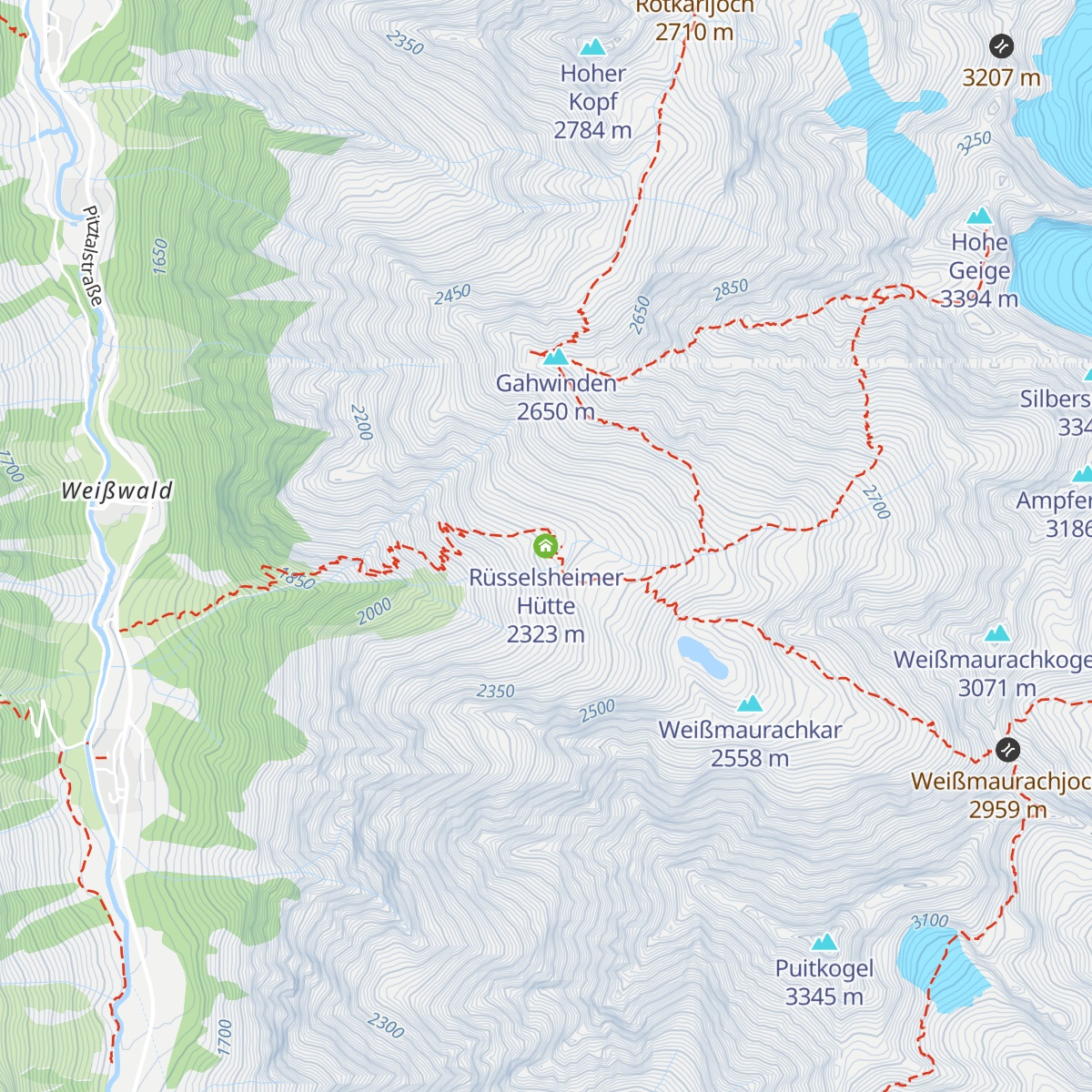 Rüsselsheimer Hütte map