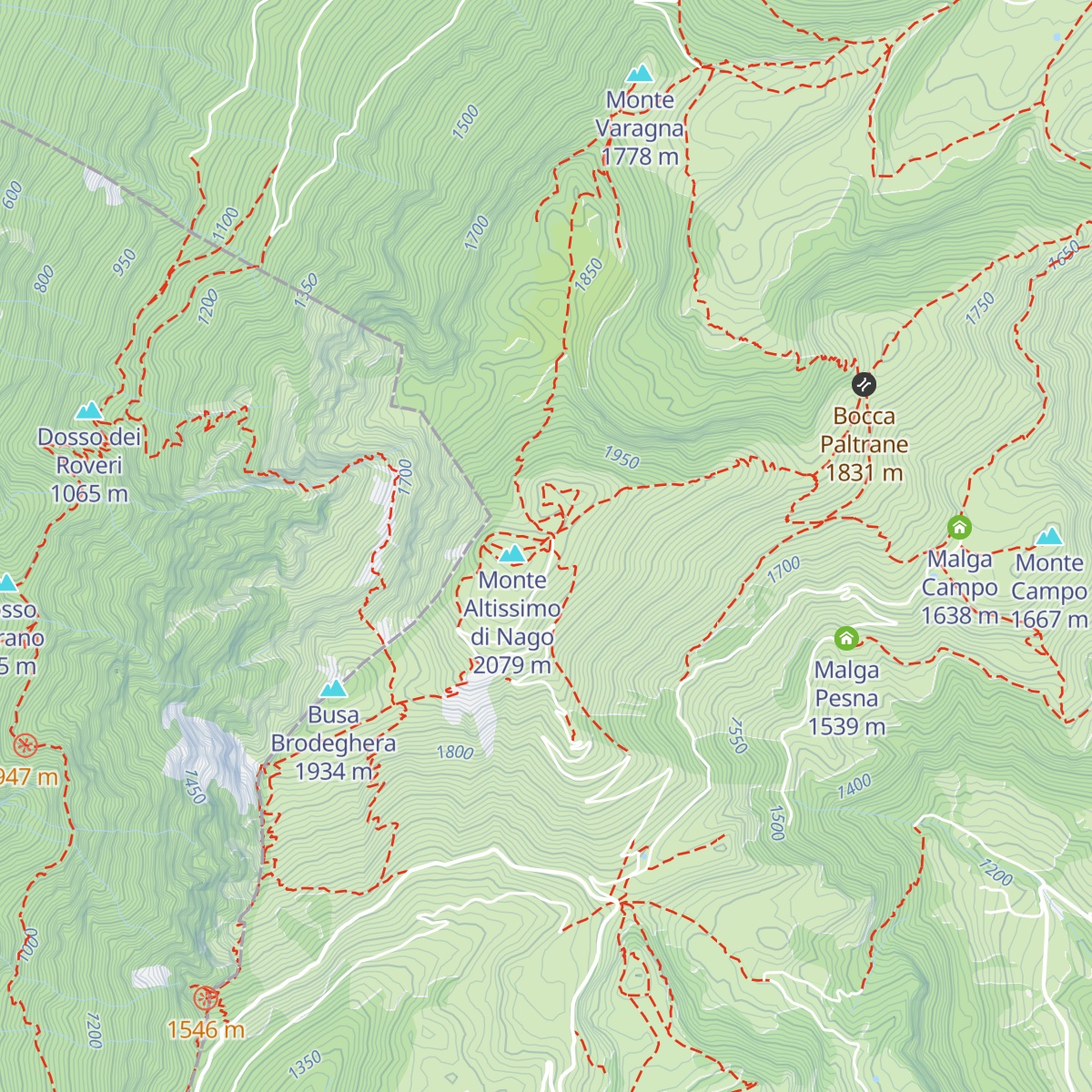 Rifugio Altissimo "Damiano Chiesa" map