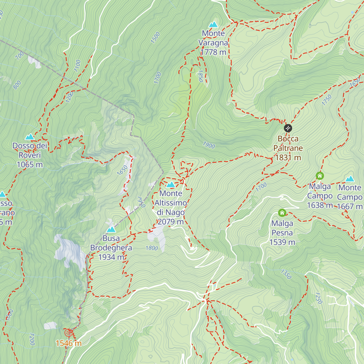 Rifugio Altissimo "Damiano Chiesa" map