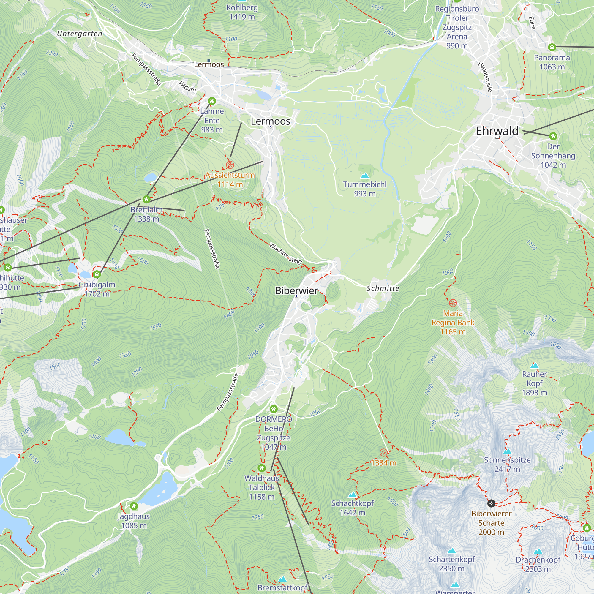 Tourismus Info Biberwier map