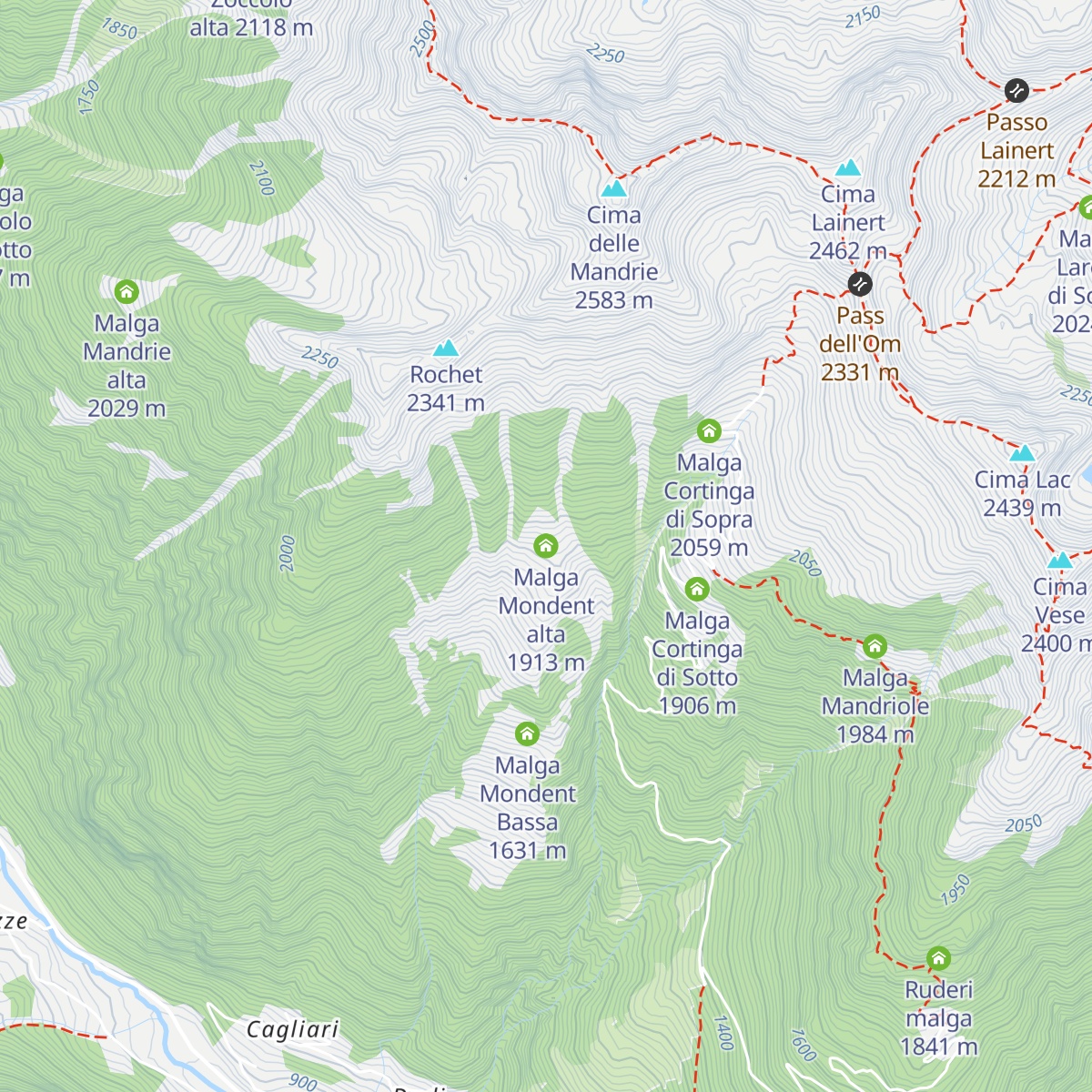 Malga Mondent alta map