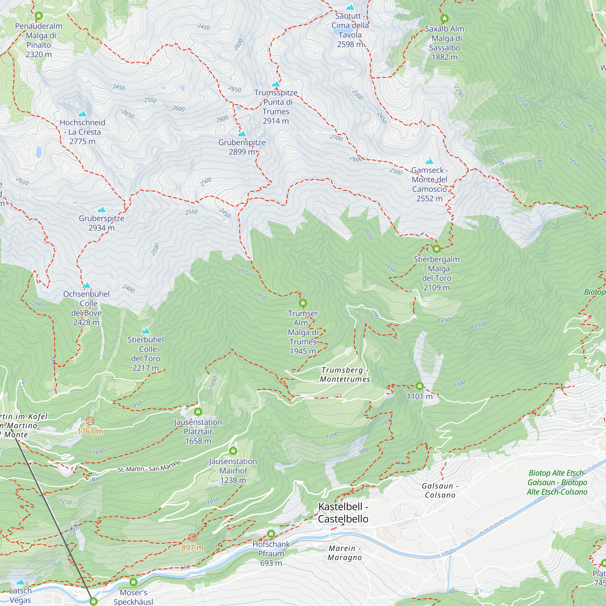 Trumser Alm - Malga di Trumes map