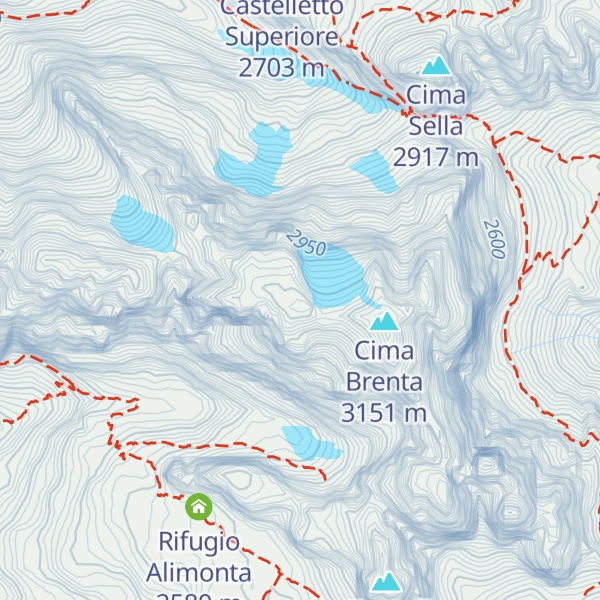Map of Cima Occidentale di Brenta