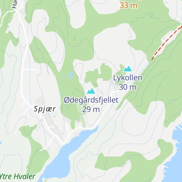 Map of Ødegårdsfjellet