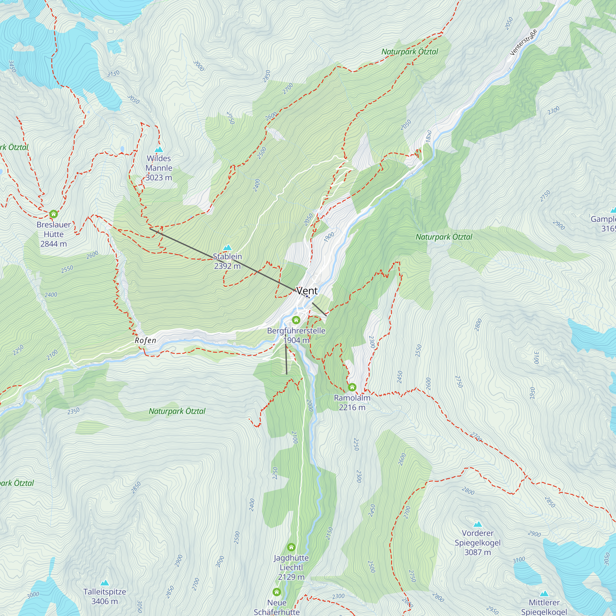 Gasthaus Pension Obervent map