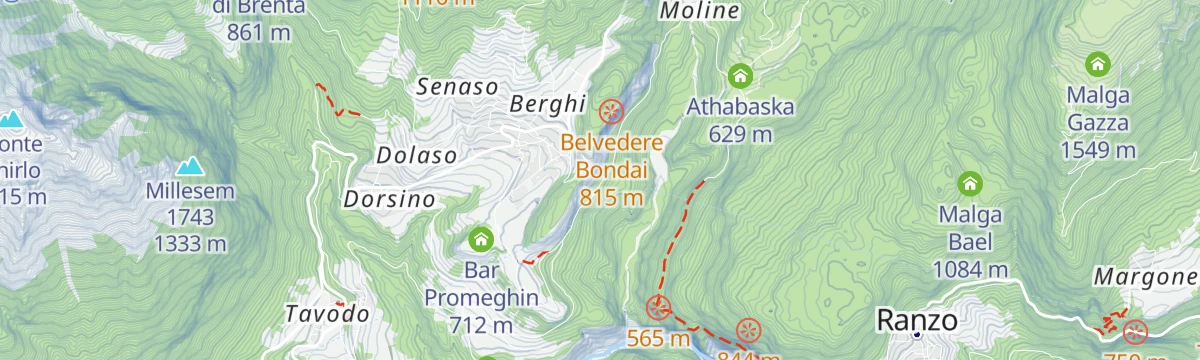 Map of the start of La Falesia Dimenticata