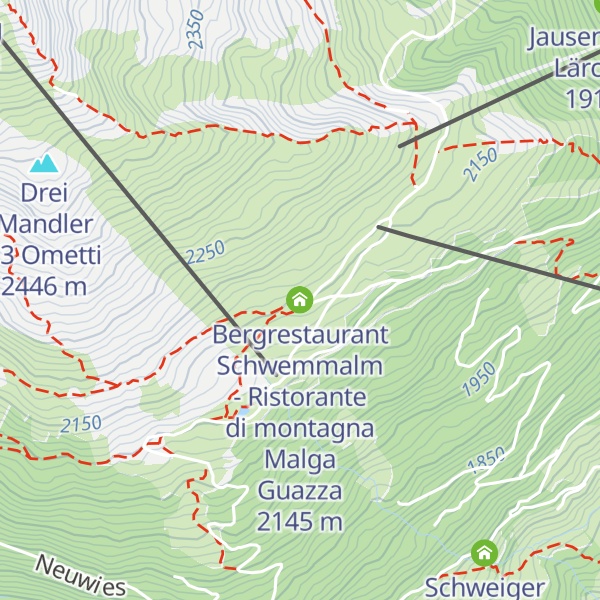Map of Bergrestaurant Schwemmalm - Ristorante di montagna Malga Guazza
