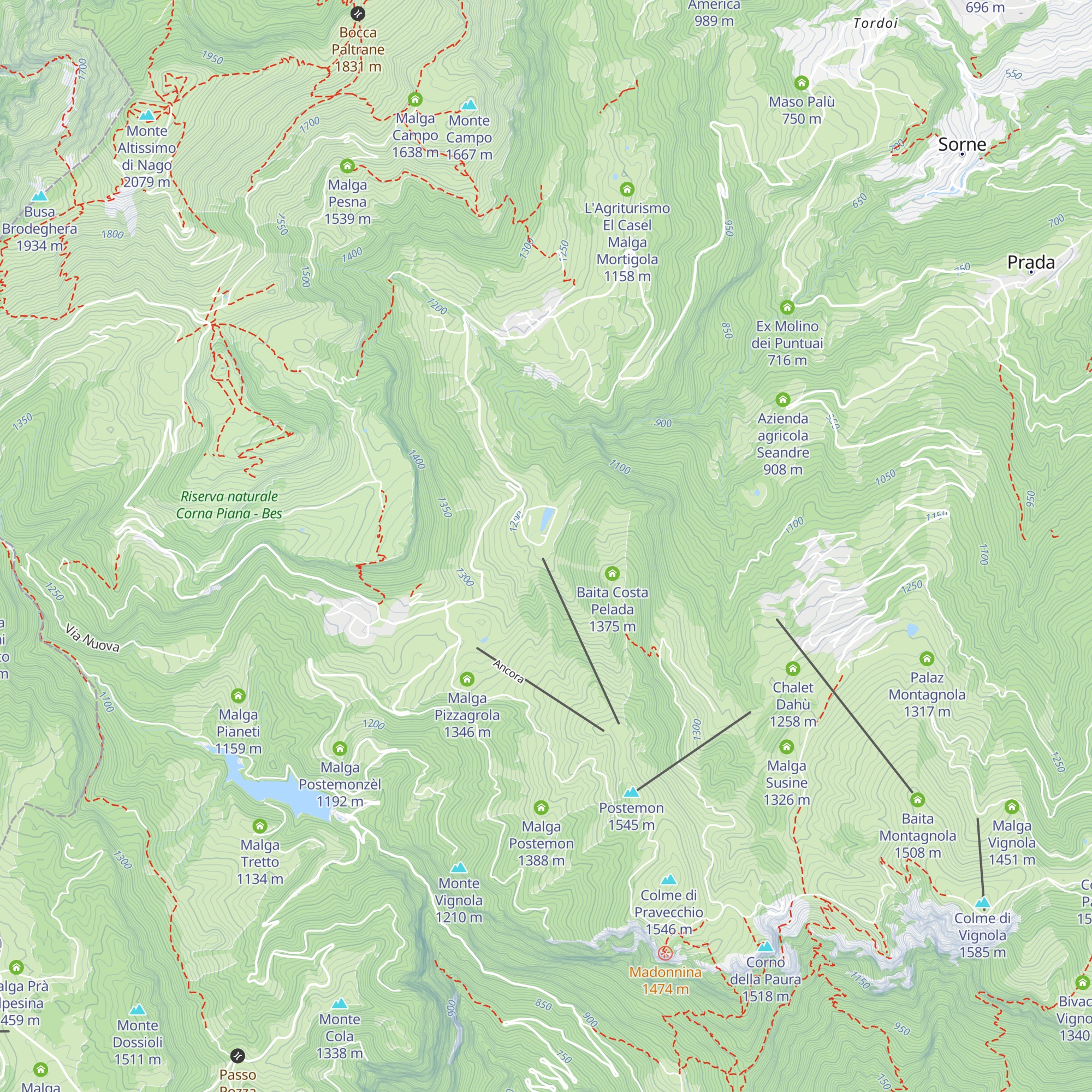 Hotel Bucaneve map