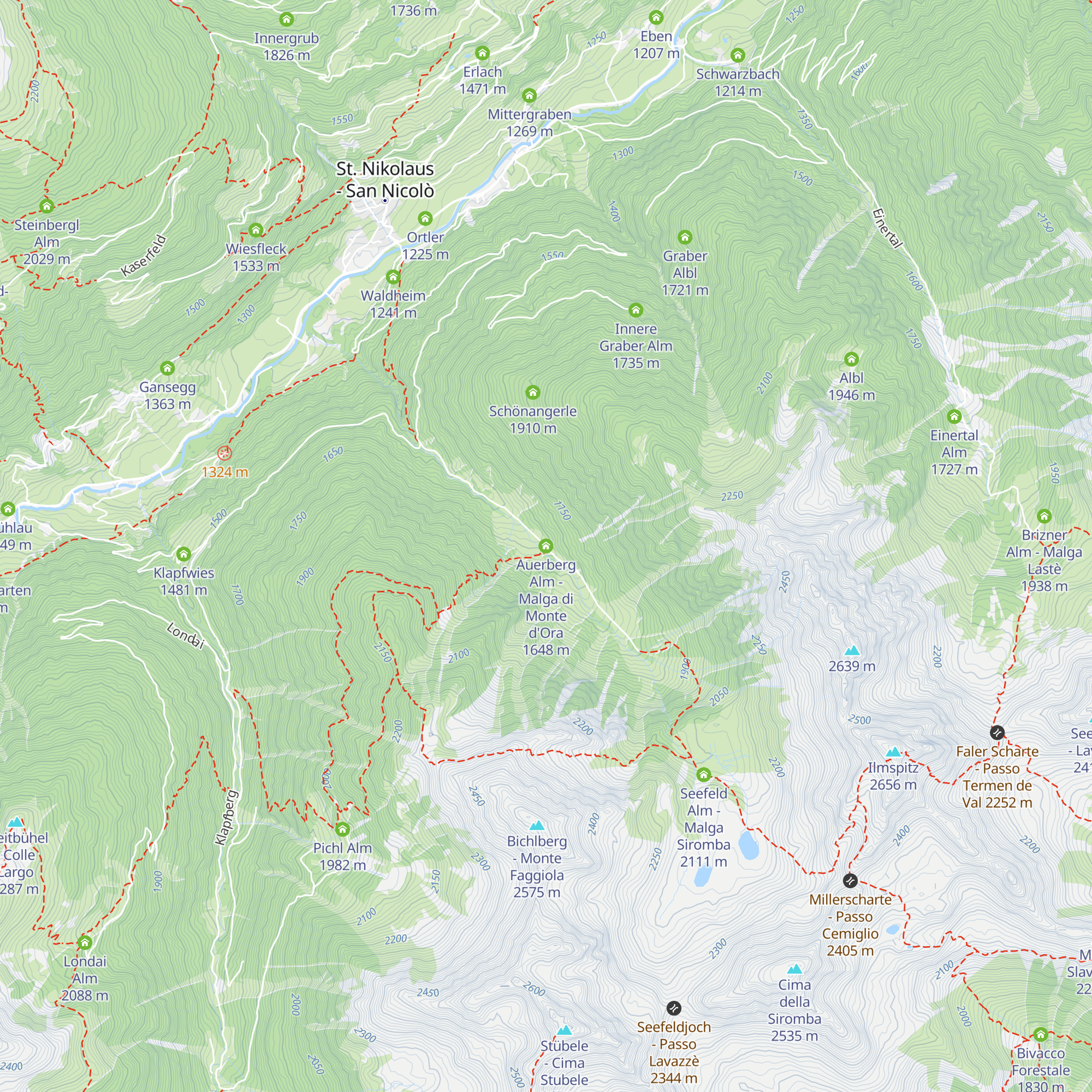 Auerberg Alm - Malga di Monte d'Ora map