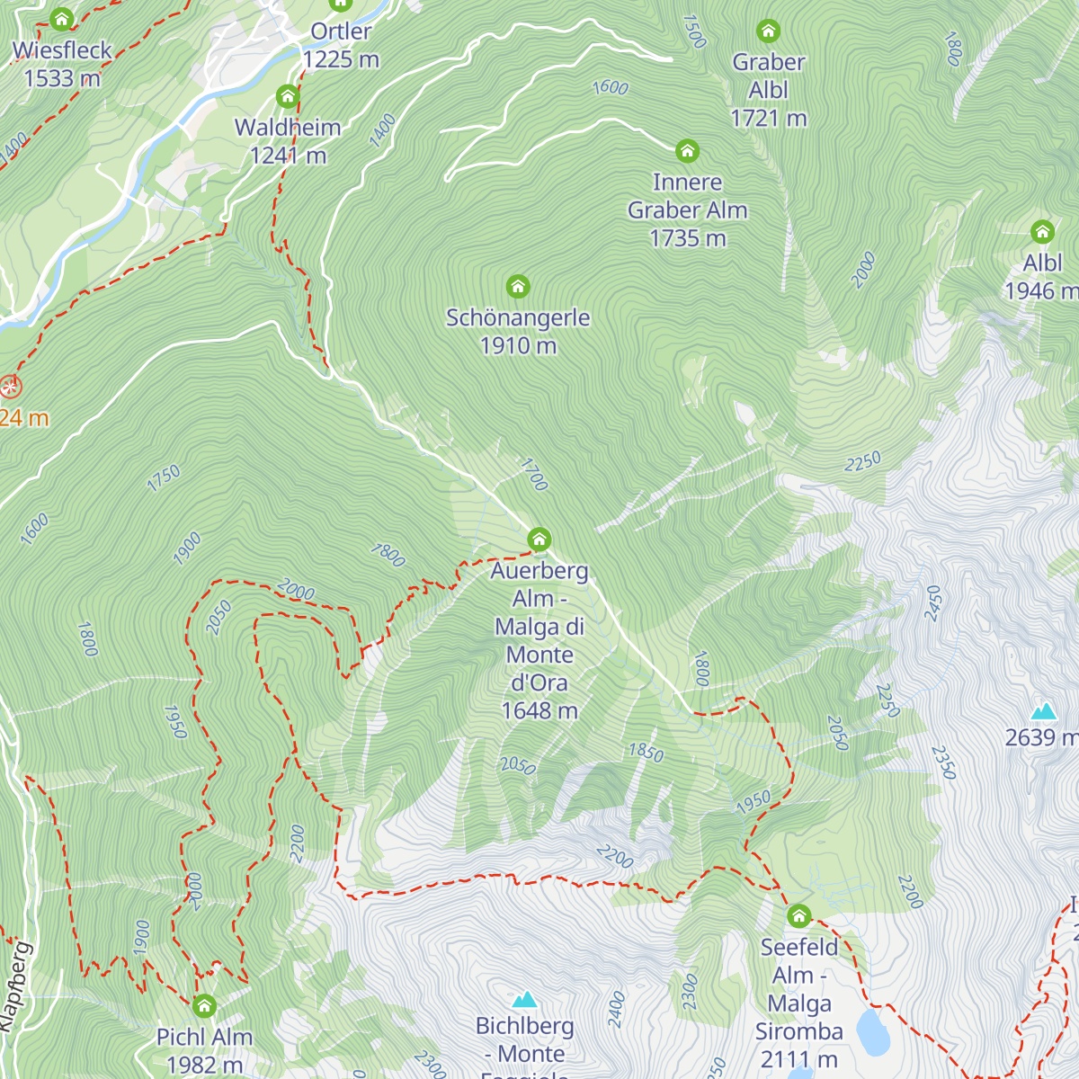 Auerberg Alm - Malga di Monte d'Ora map