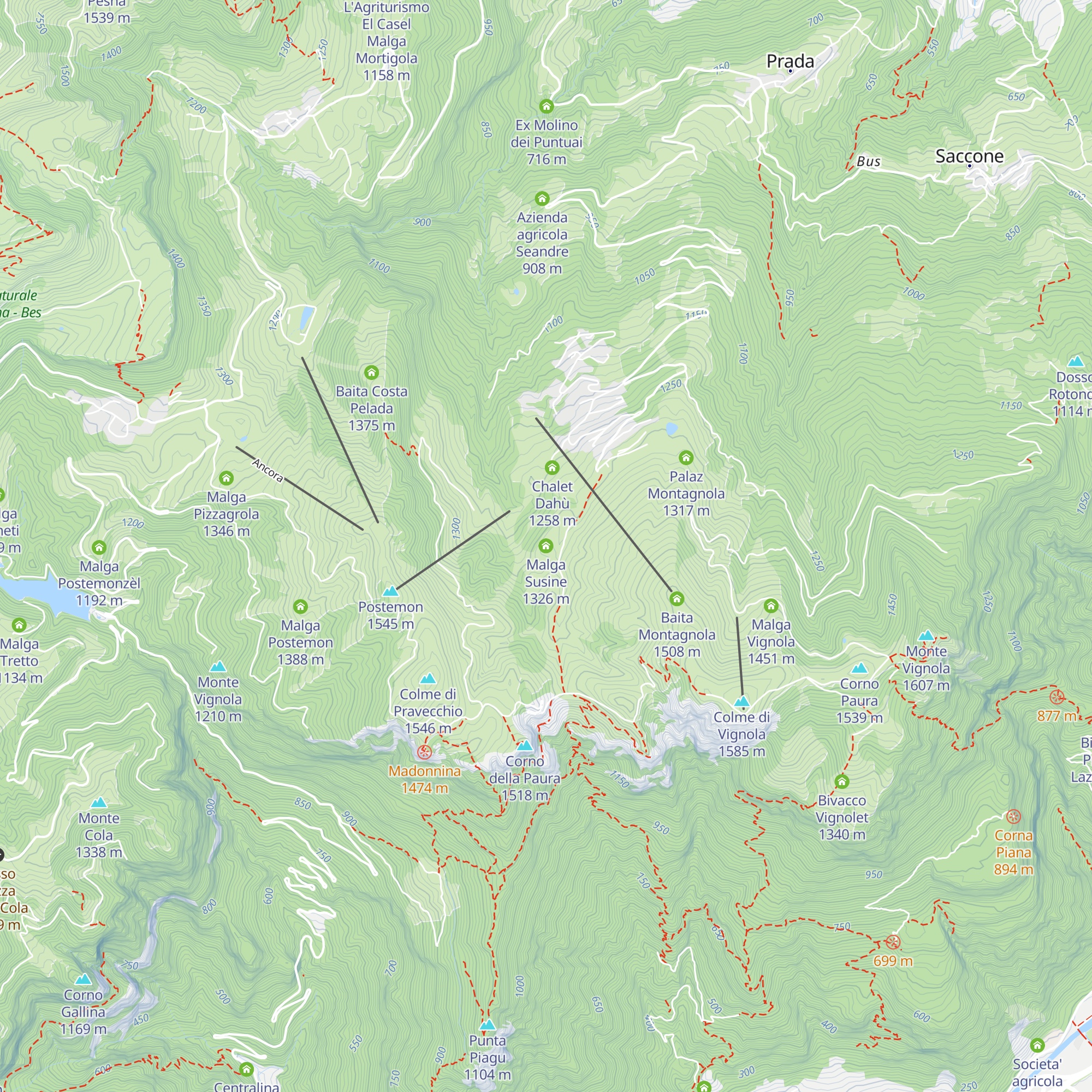 Malga Susine map