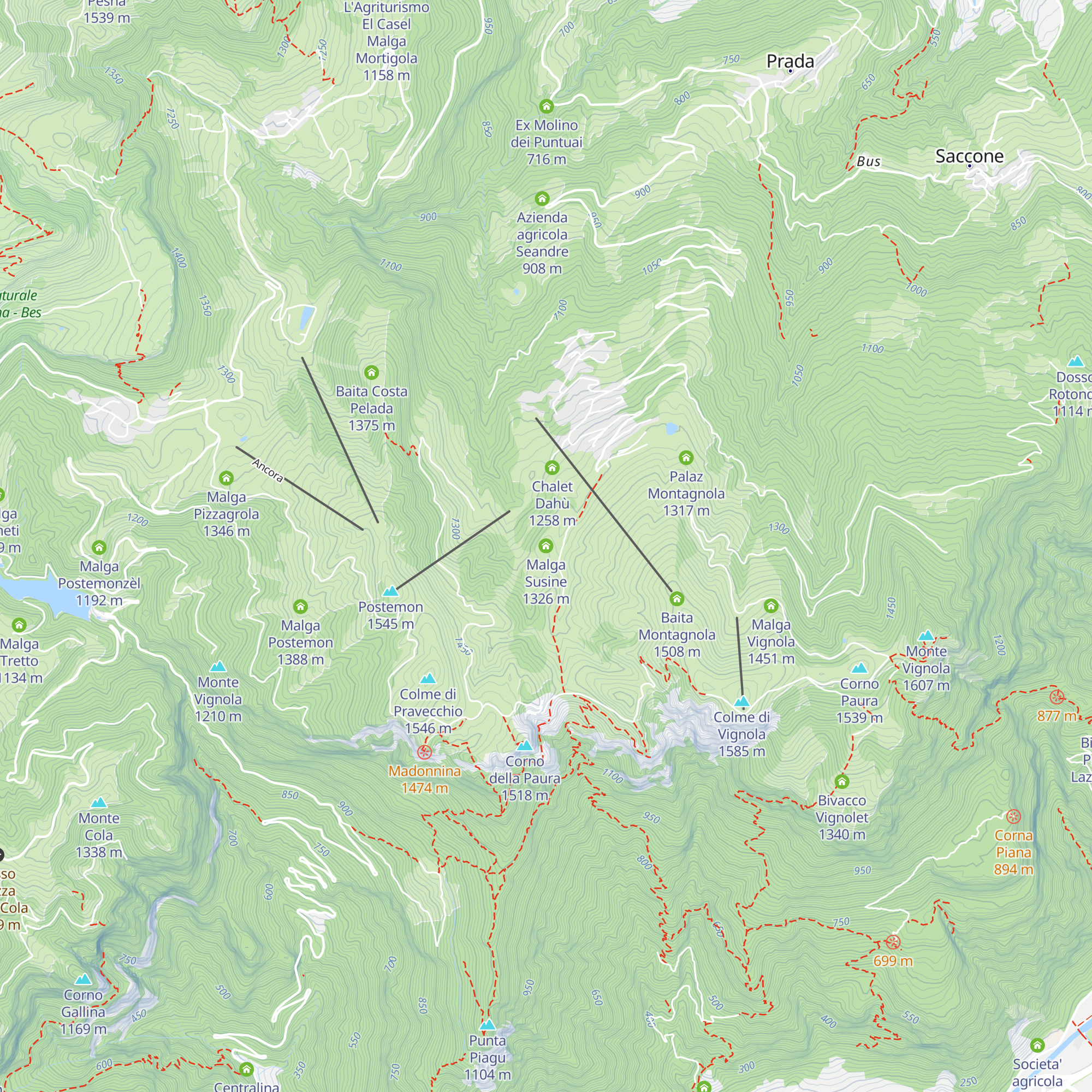 Malga Susine map