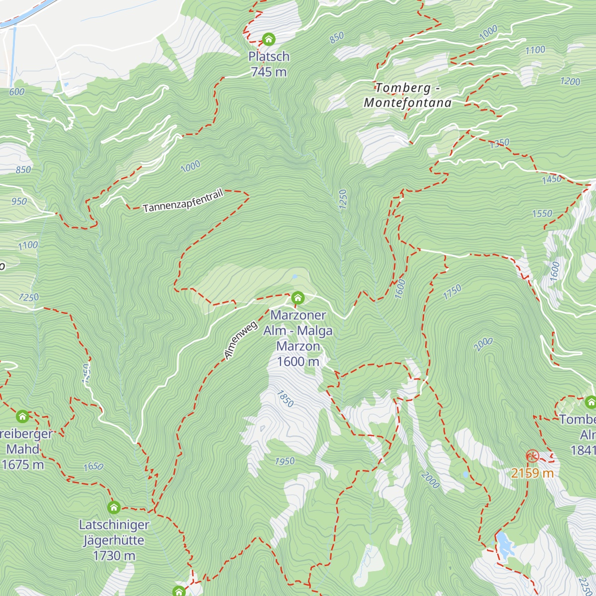 Marzoner Alm - Malga Marzon map
