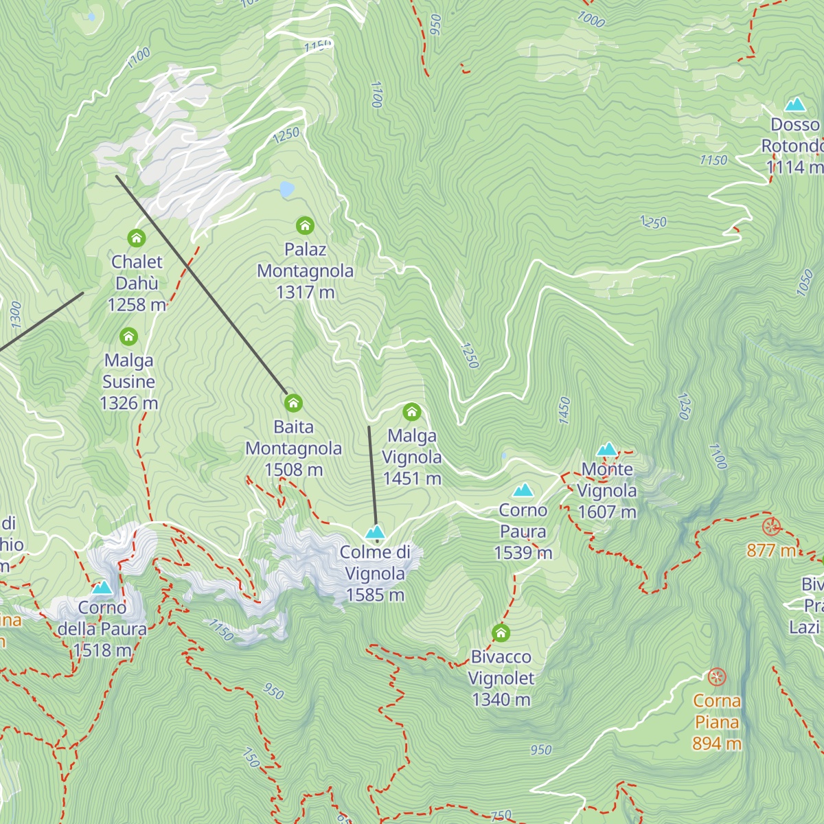 Malga Vignola map