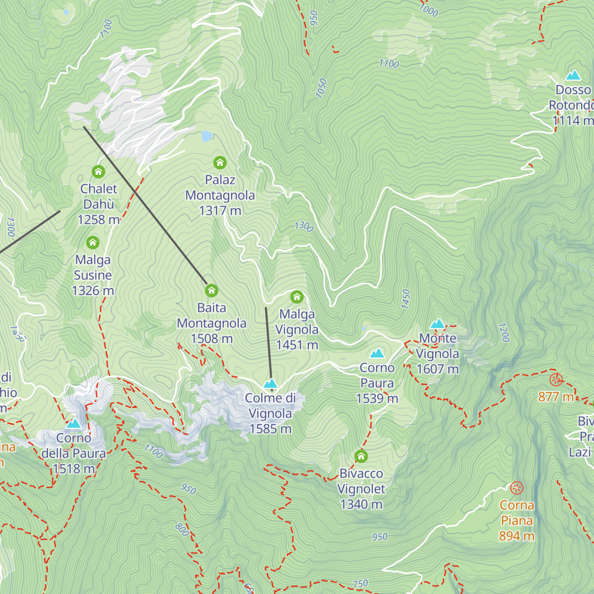 Malga Vignola map