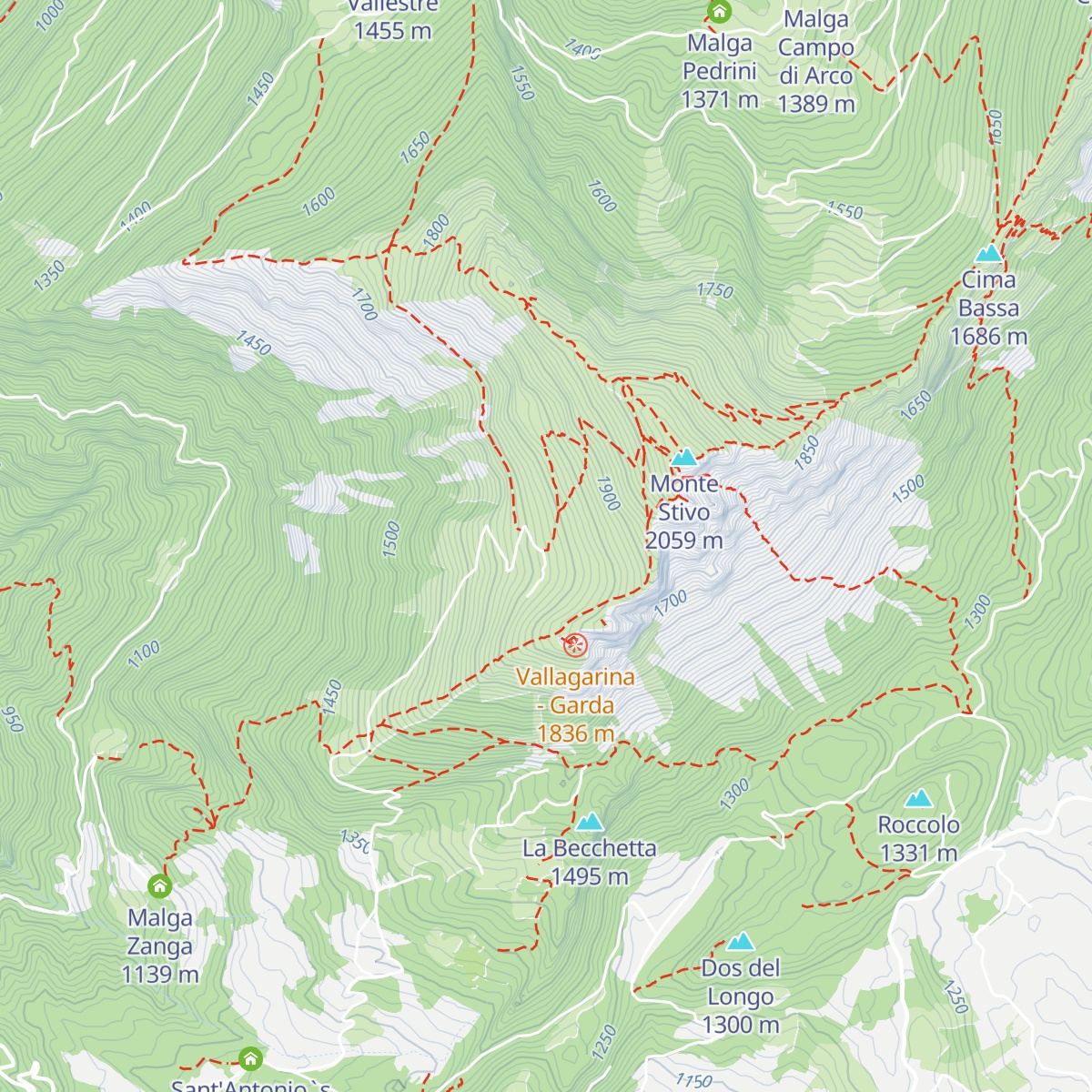 Malga Stivo map