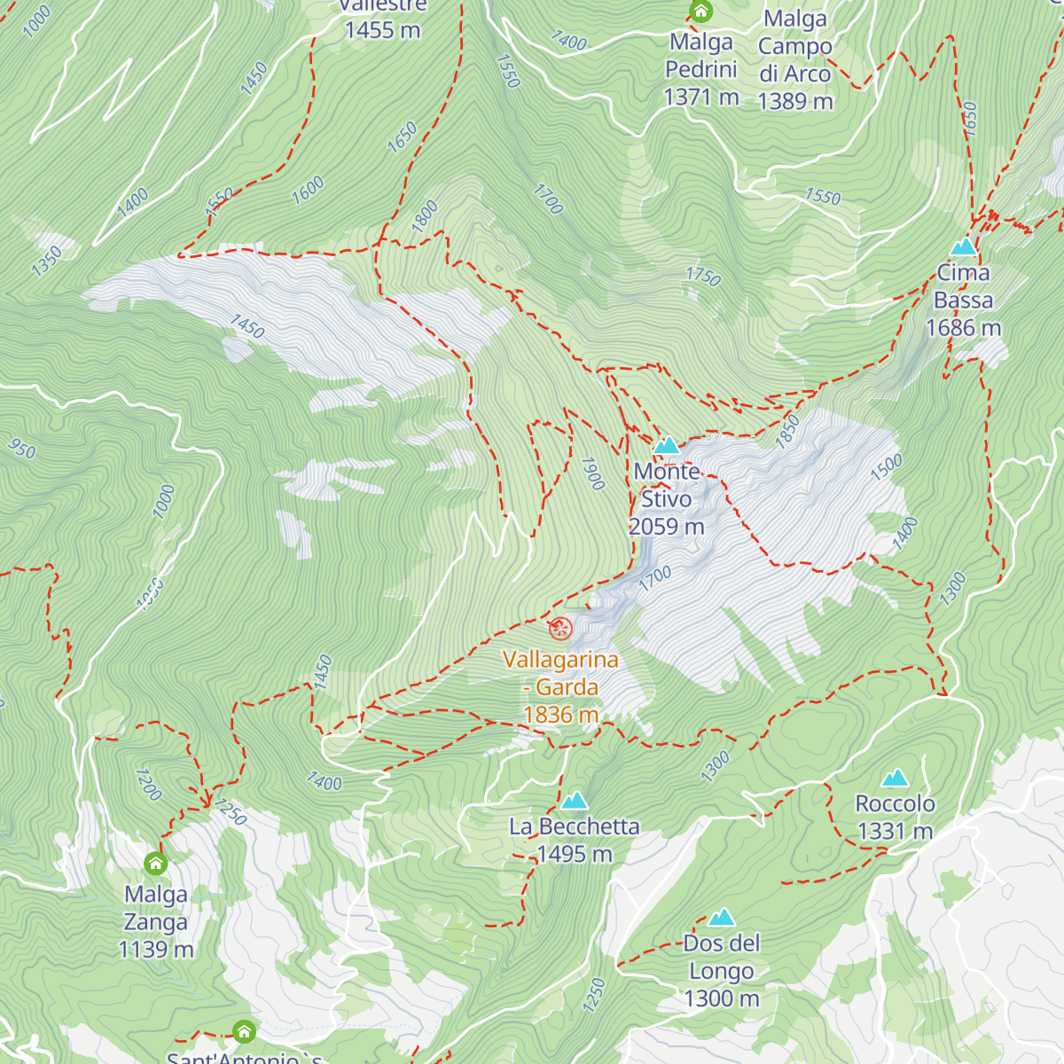 Malga Stivo map