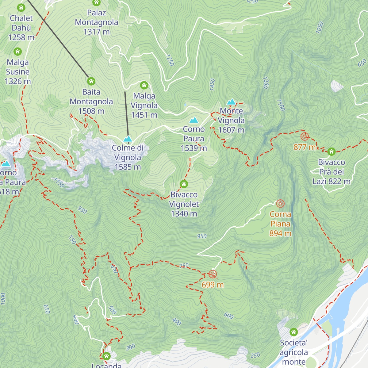 Bivacco Vignolet map