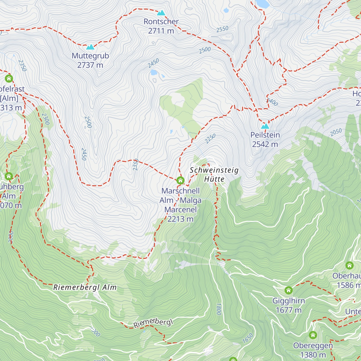 Marschnell Alm - Malga Marcenel map