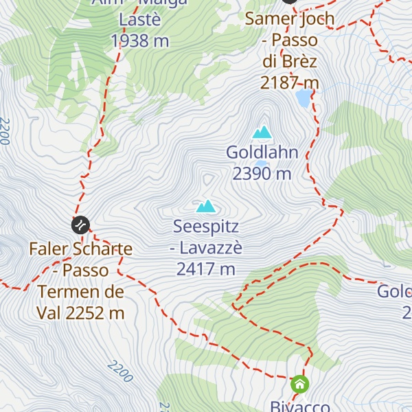 Map of Seespitz - Lavazzè
