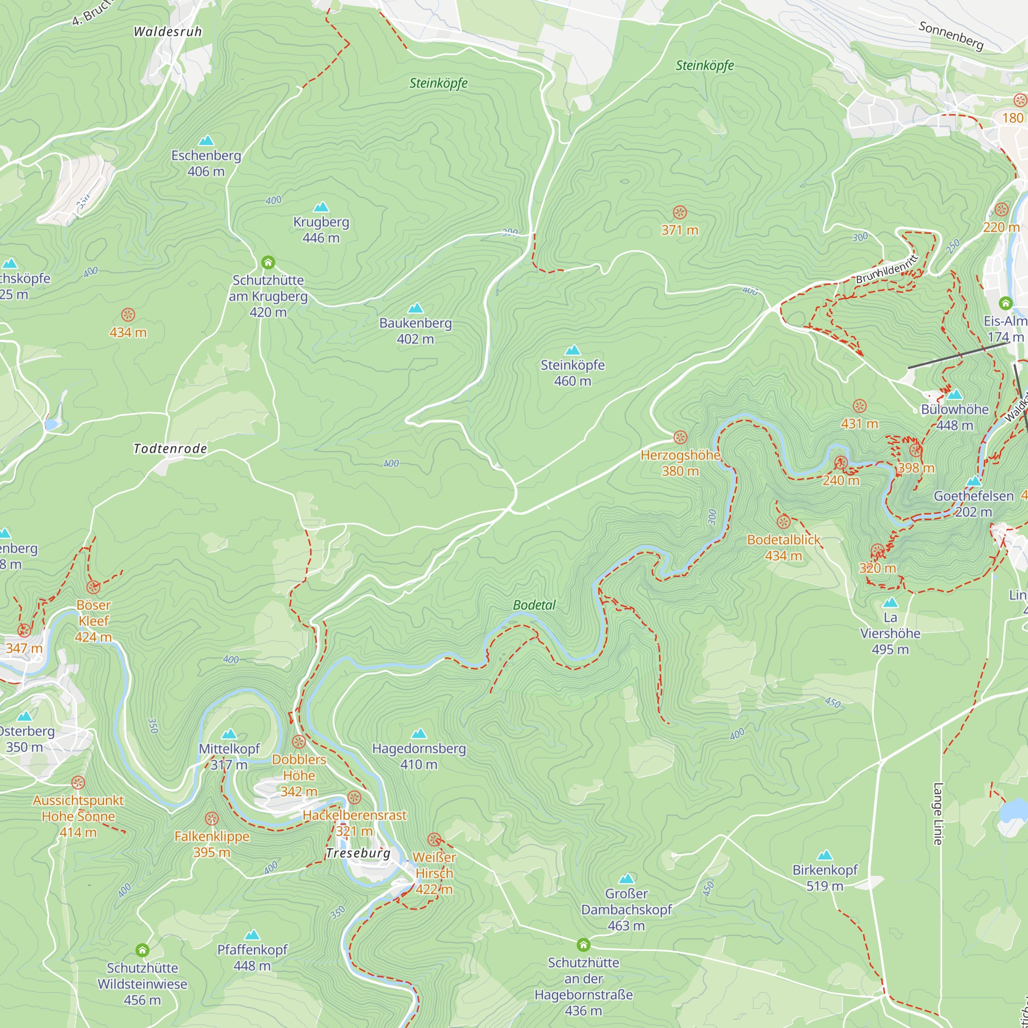 Schutzhütte am Tresestein map