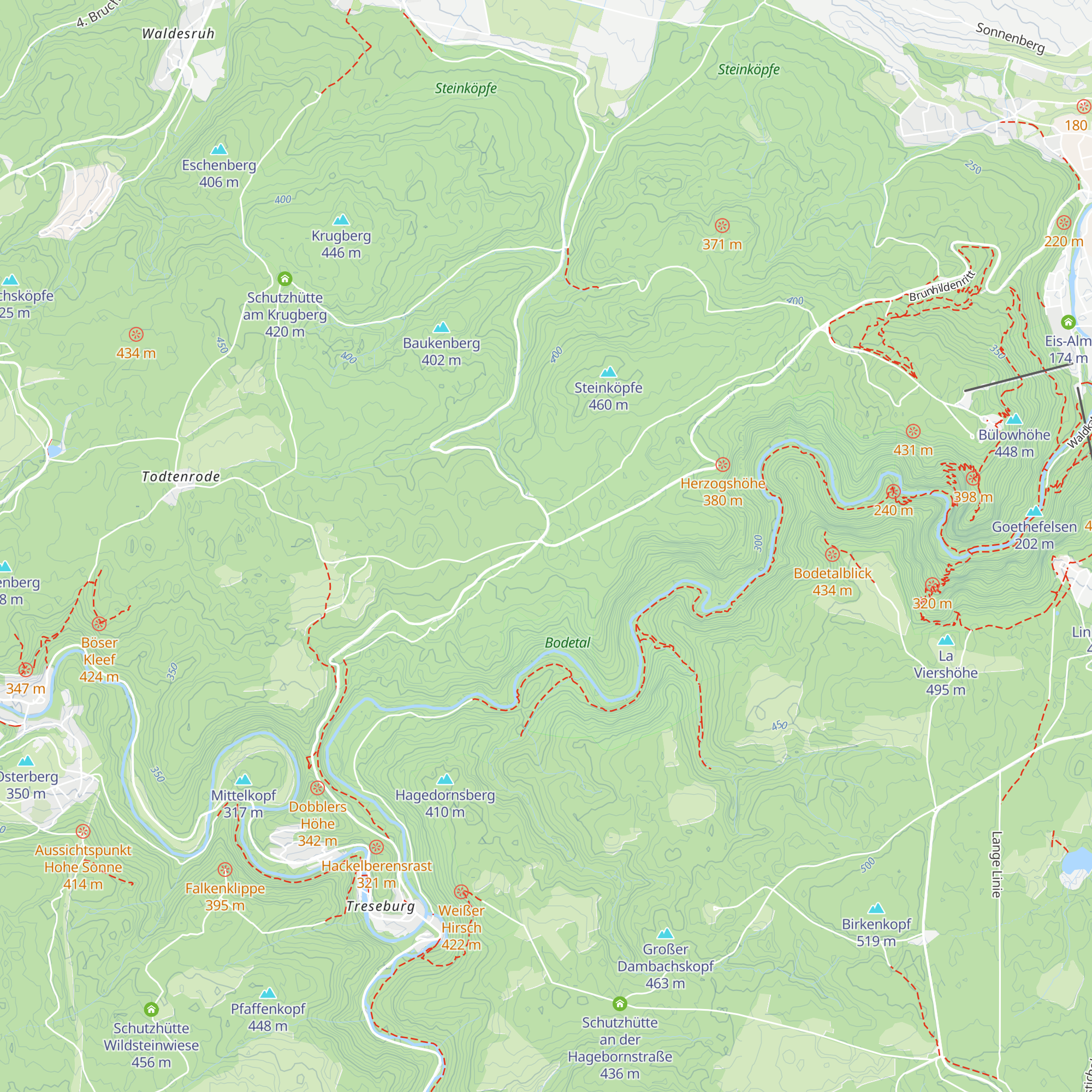 Schutzhütte am Tresestein map