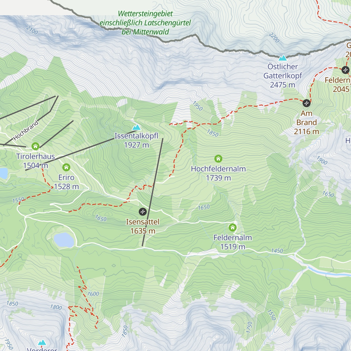 Hochfeldern Alm map