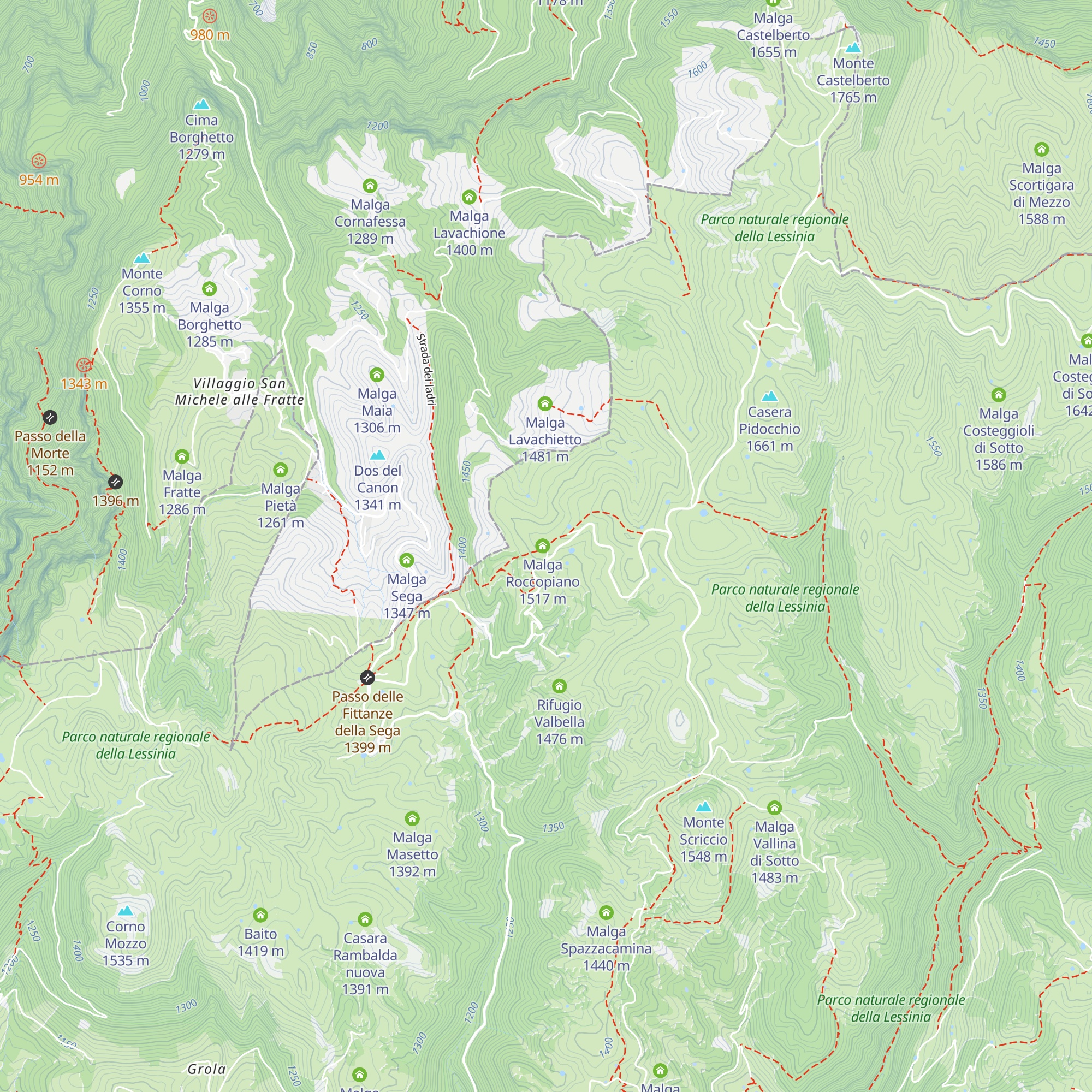 Malga Roncopiano map