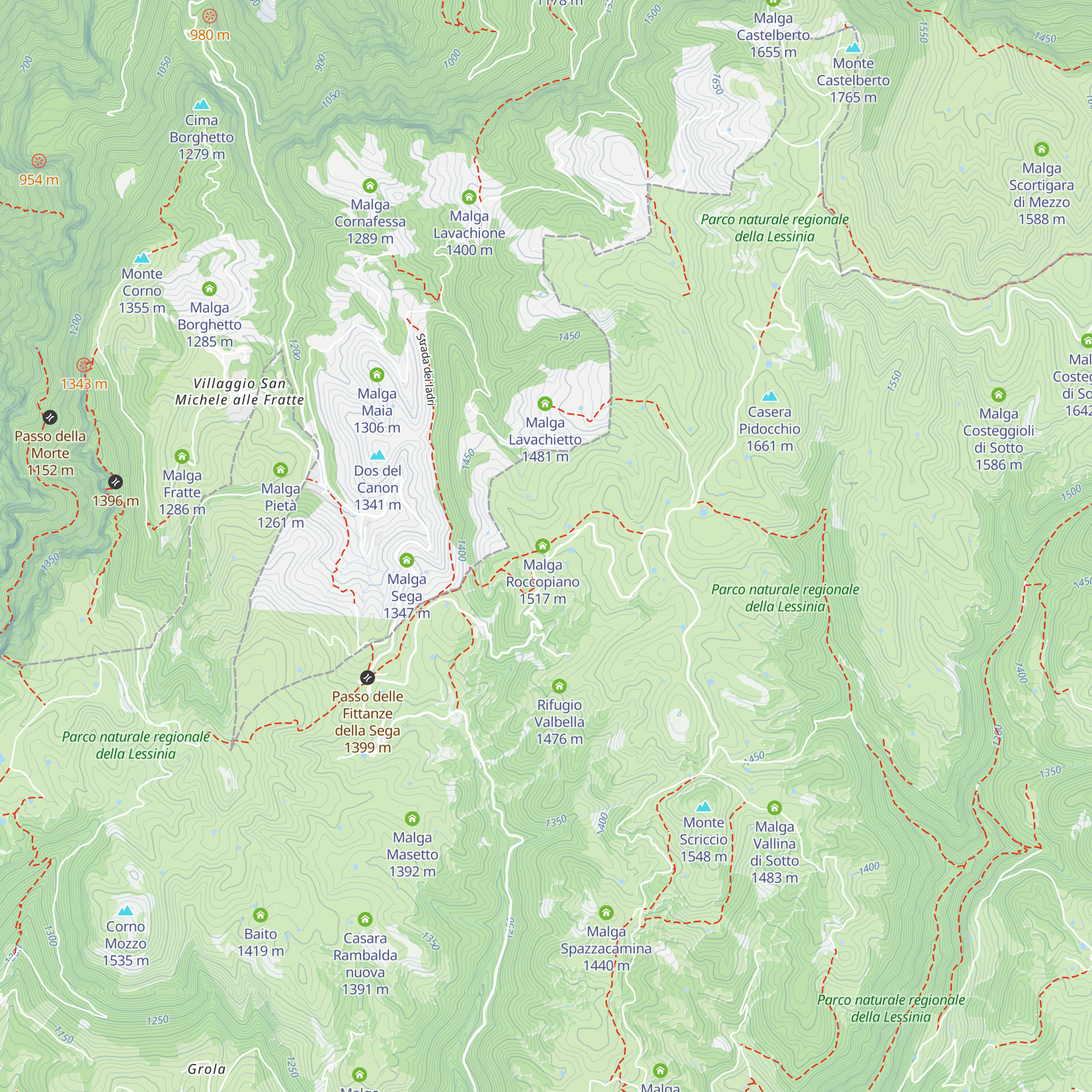 Malga Roncopiano map
