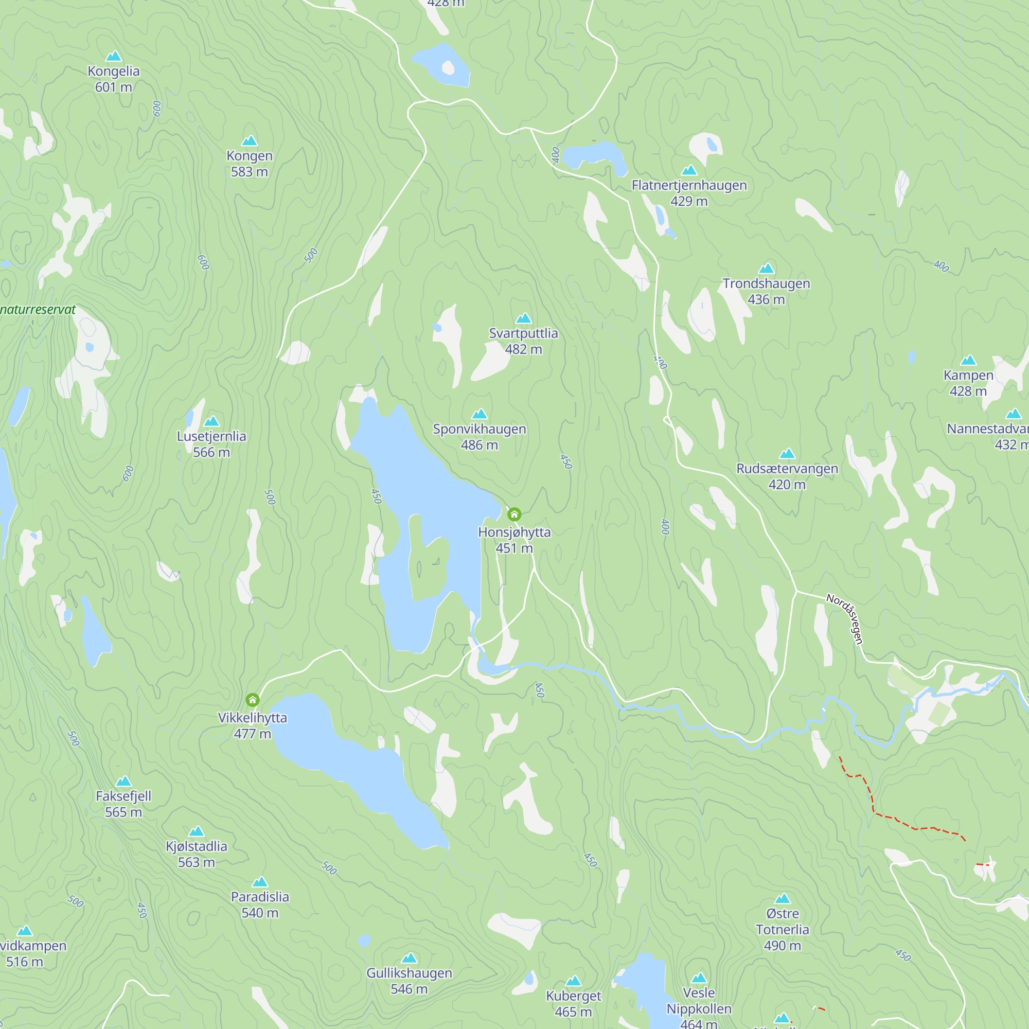 Honsjøhytta map