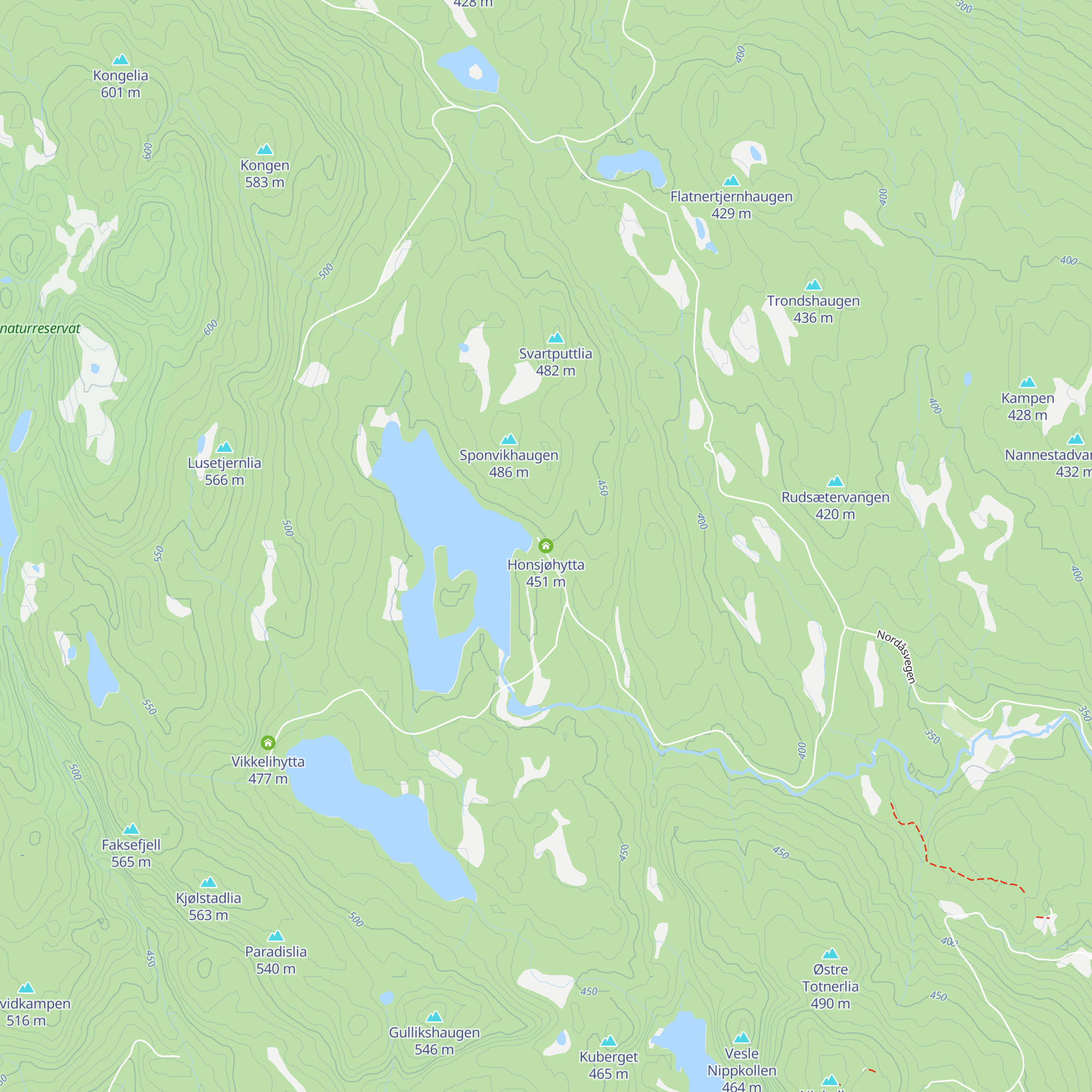 Honsjøhytta map