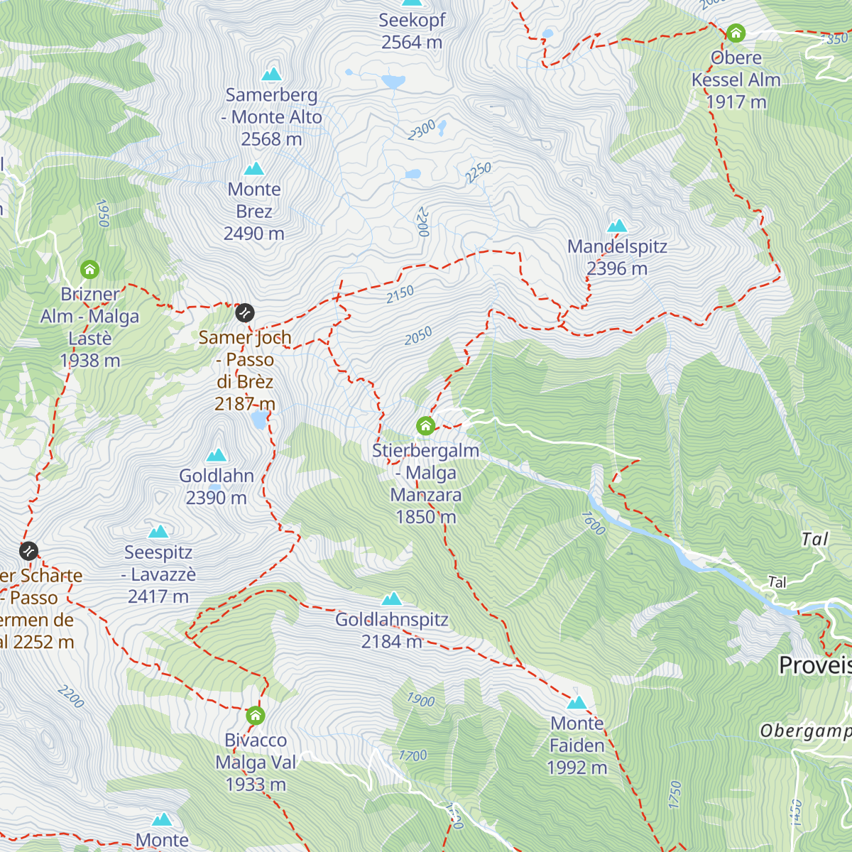 Stierbergalm - Malga Manzara map