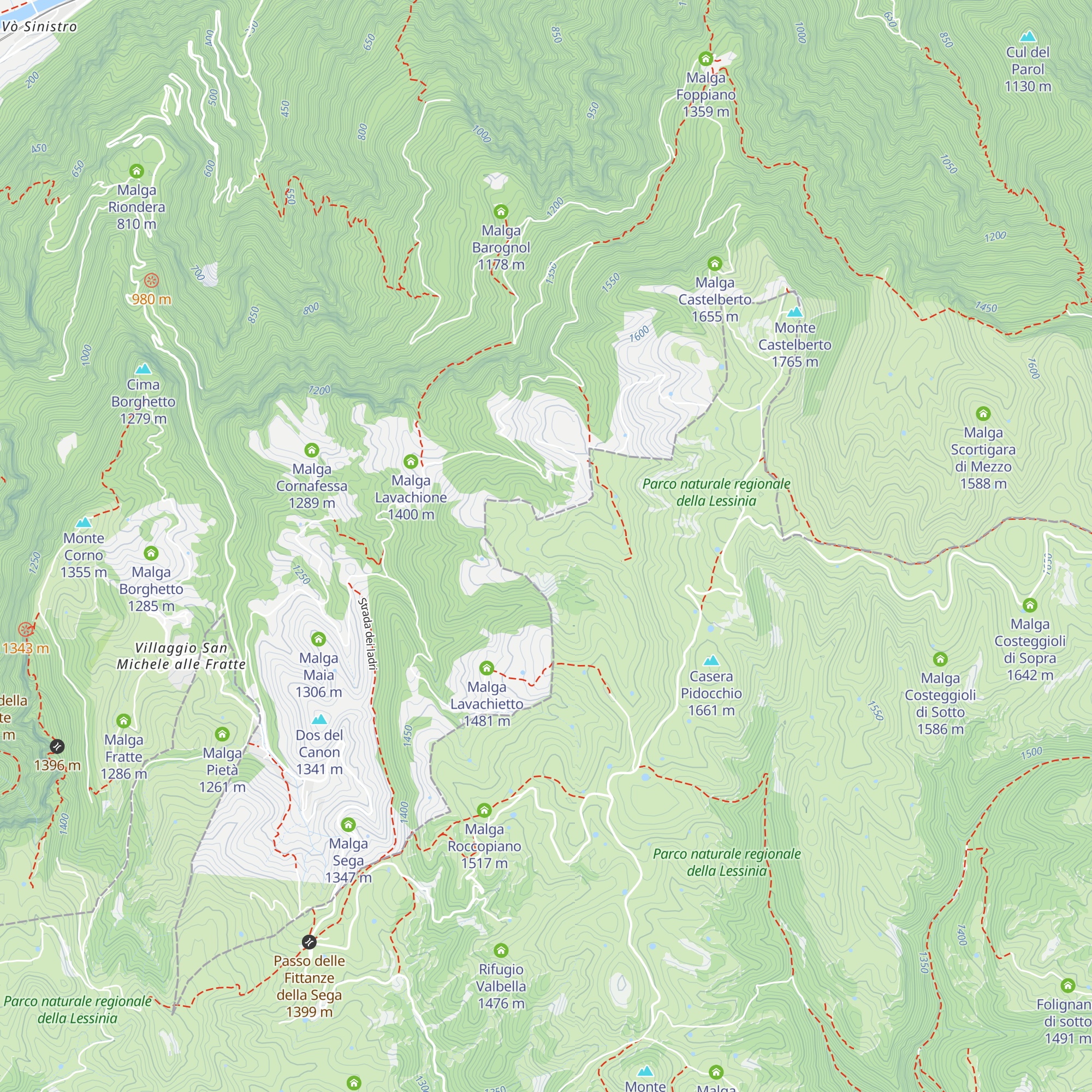 Malga Coe Veronesi map