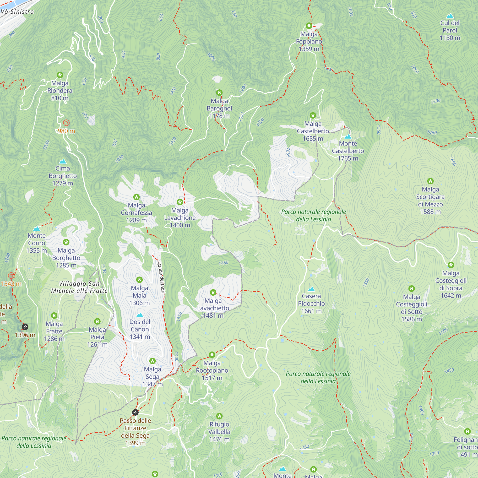 Malga Coe Veronesi map