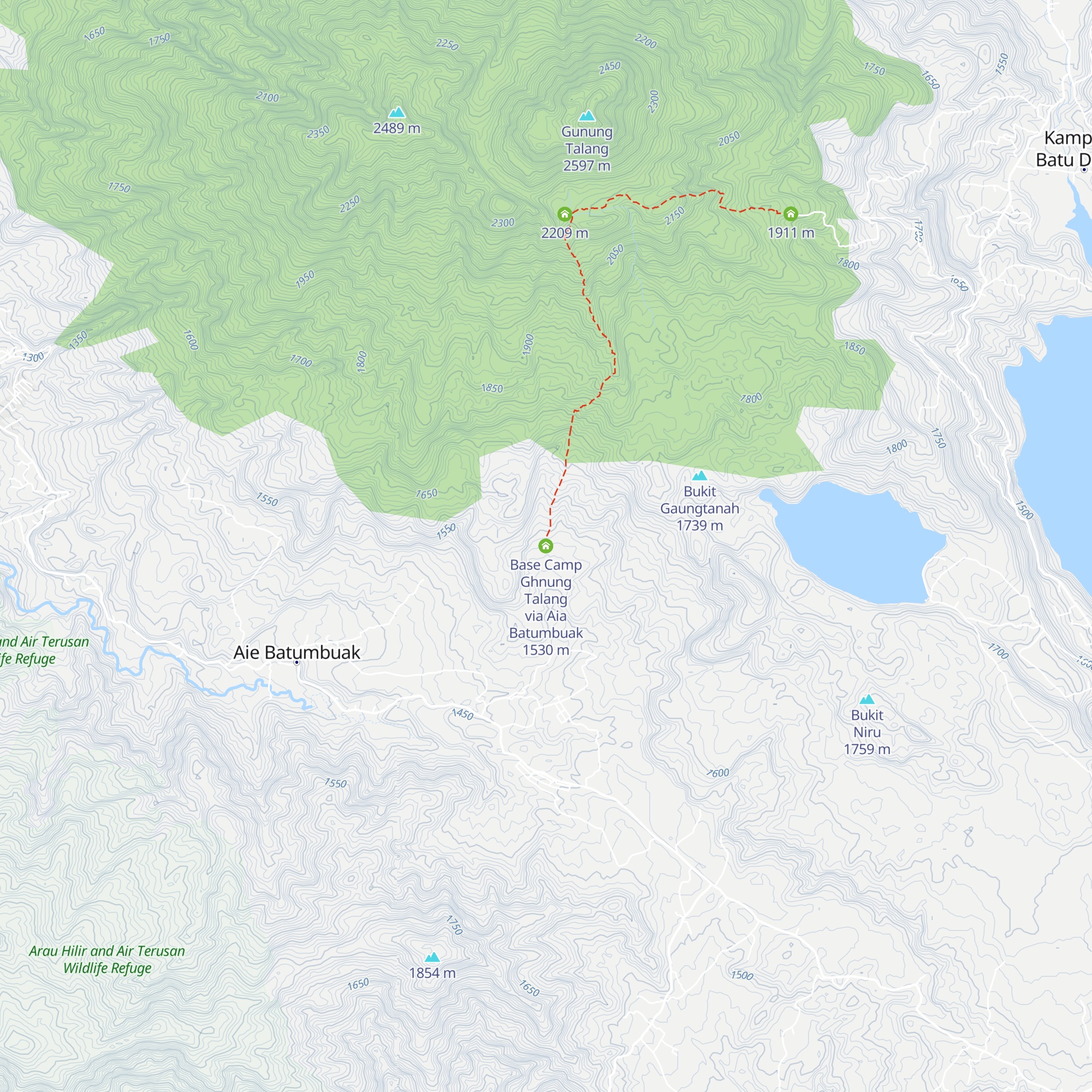 Base Camp Ghnung Talang via Aia Batumbuak map