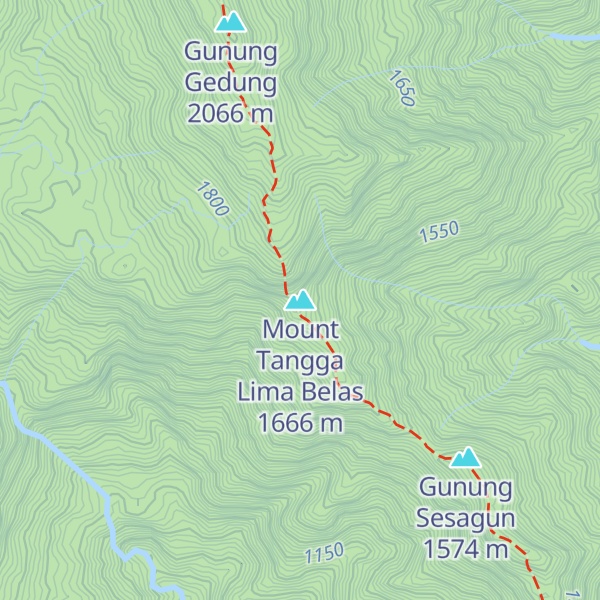 Map of Mount Tangga Lima Belas