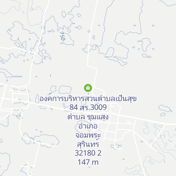 Map of องค์การบริหารส่วนตำบลเป็นสุข 84 สร.3009 ตำบล ชุมแสง อำเภอ จอมพระ สุรินทร์ 32180 2