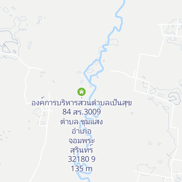 Map of องค์การบริหารส่วนตำบลเป็นสุข 84 สร.3009 ตำบล ชุมแสง อำเภอ จอมพระ สุรินทร์ 32180 8