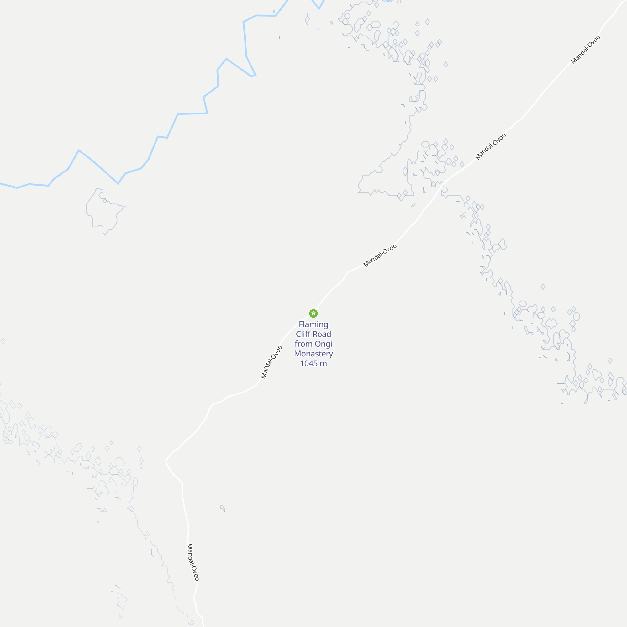 Flaming Cliff Road from Ongi Monastery map