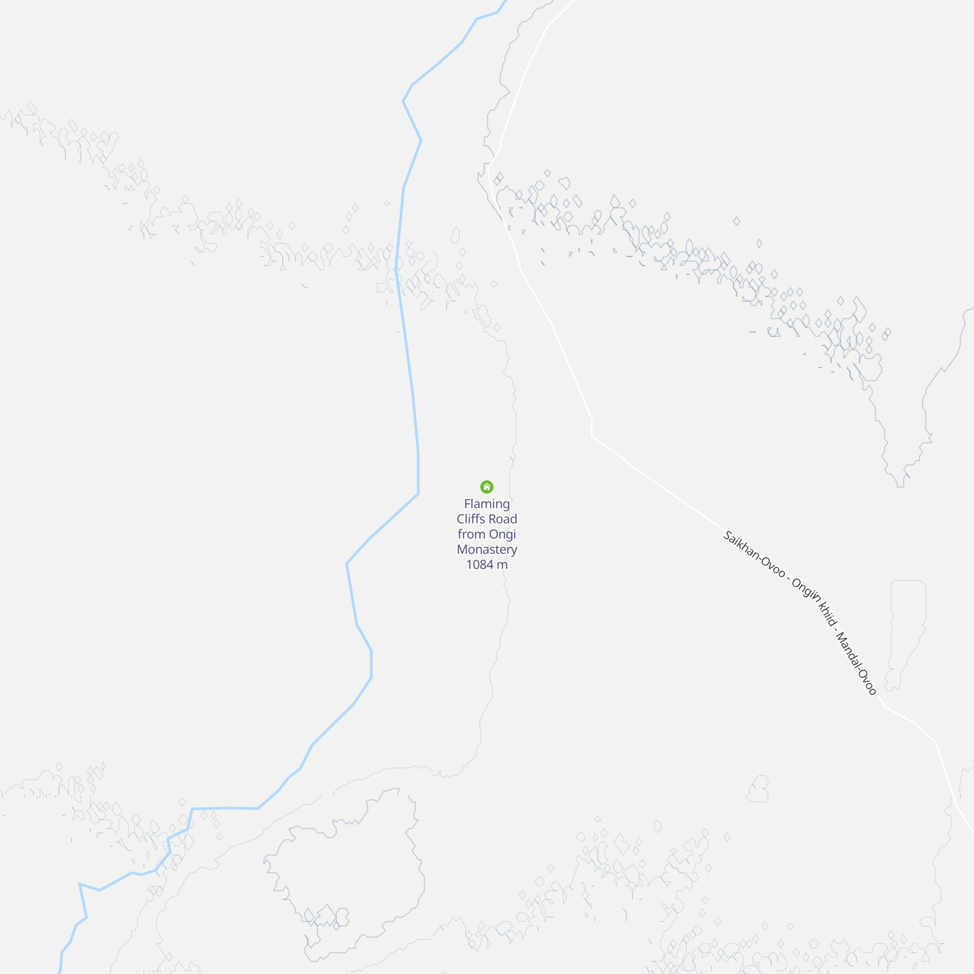 Flaming Cliffs Road from Ongi Monastery map